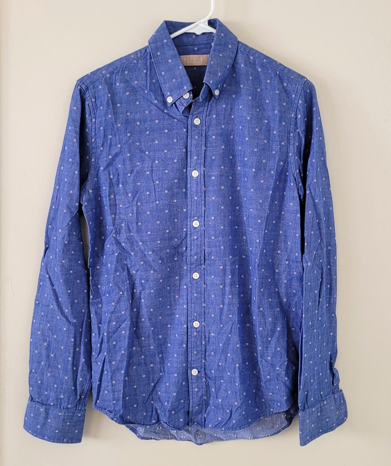 Other Velour by Nostalgi Men XS Button Shirt Long Sleeve Blue Dot Size US XS / EU 42 / 0 - 1 Thumbnail