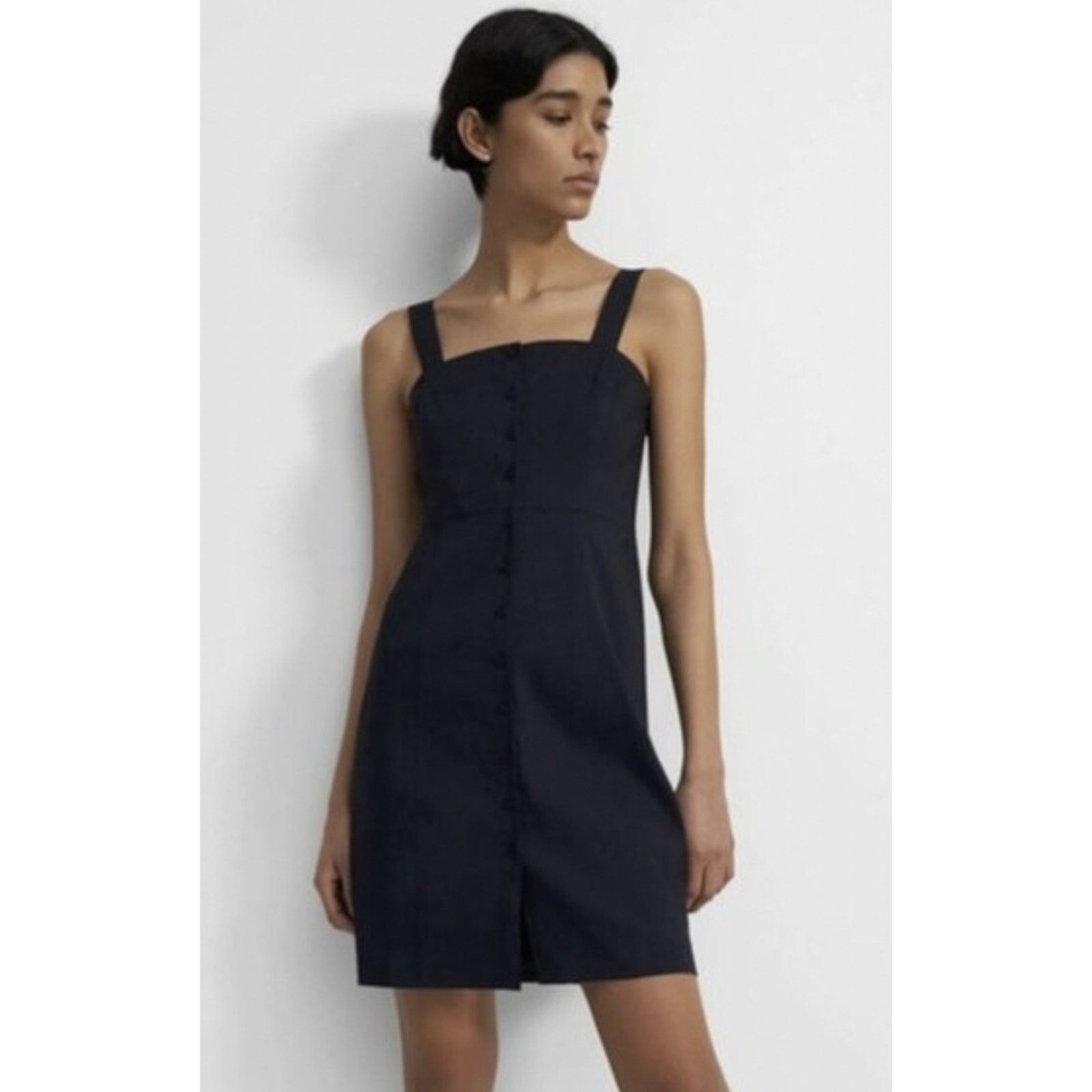 Theory Theory Square Neckline Mini Dress Wool Blend Size 10 A002020 Size L / US 10 / IT 46 - 1 Thumbnail