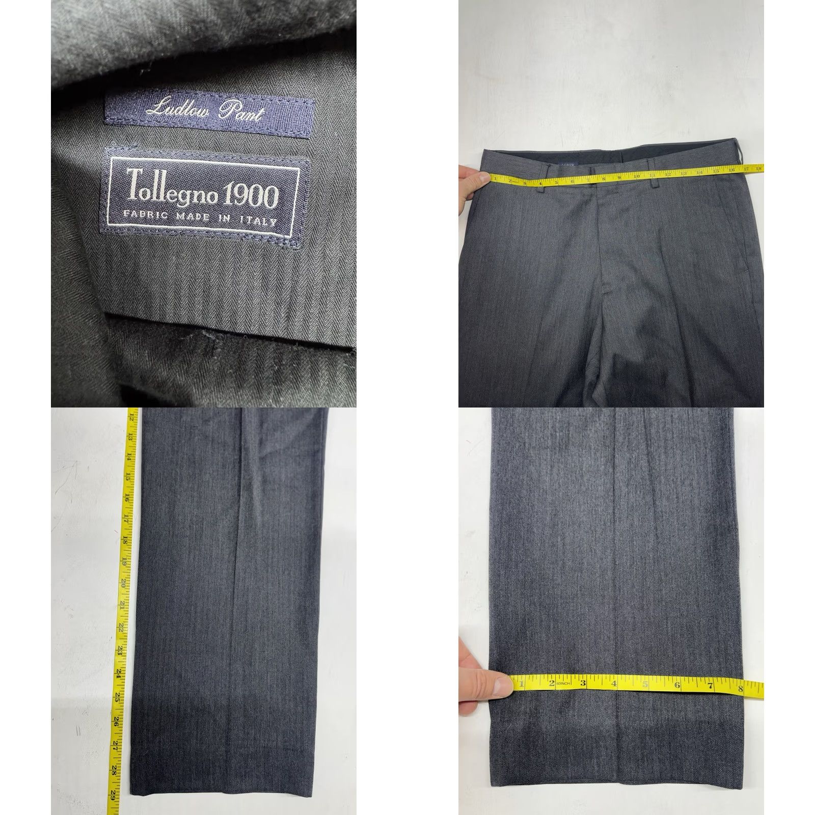 J.Crew J.CREW Ludlow Herringbone Gray 2 Piece Suit Set 42R Pants 32x29 Wool Italian Wool Gray Mens Suit Size 42R - 10 Thumbnail