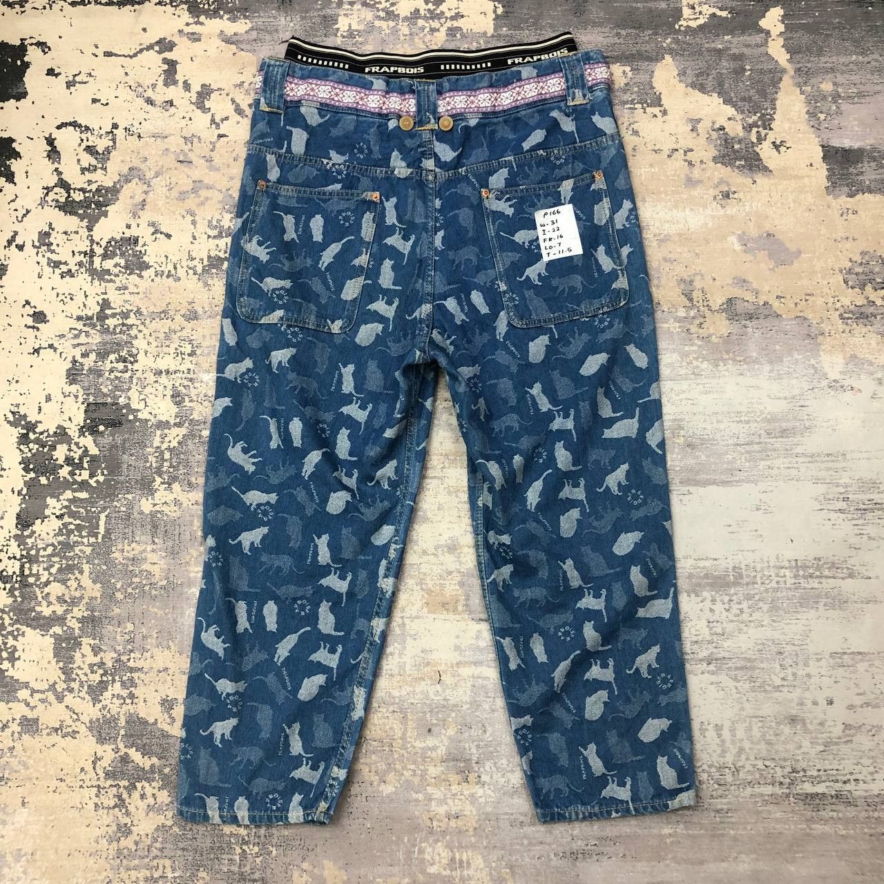 Frapbois P166 FRAPBOIS BY ISSEY MIYAKE CAT FULLPRINT ANKLE PANTS Size US 31 - 2 Thumbnail