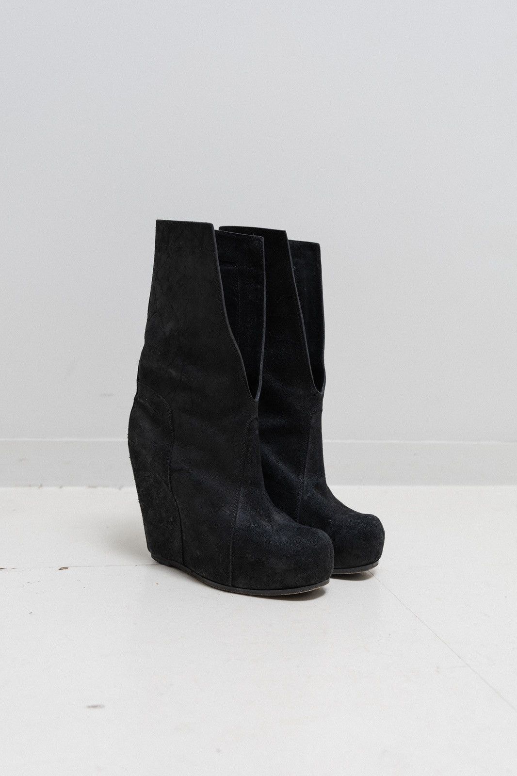 image of Rick Owens - Fw10 "gleam" High Blistered Wedge Boots in Black, Women's (Size 9)