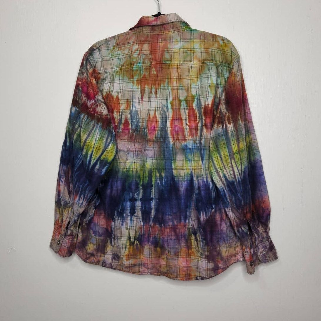 Wrangler Wrangler Button Flannel Plaid Custom Ice Tie Dye Shirt Size US L / EU 52-54 / 3 - 6 Thumbnail