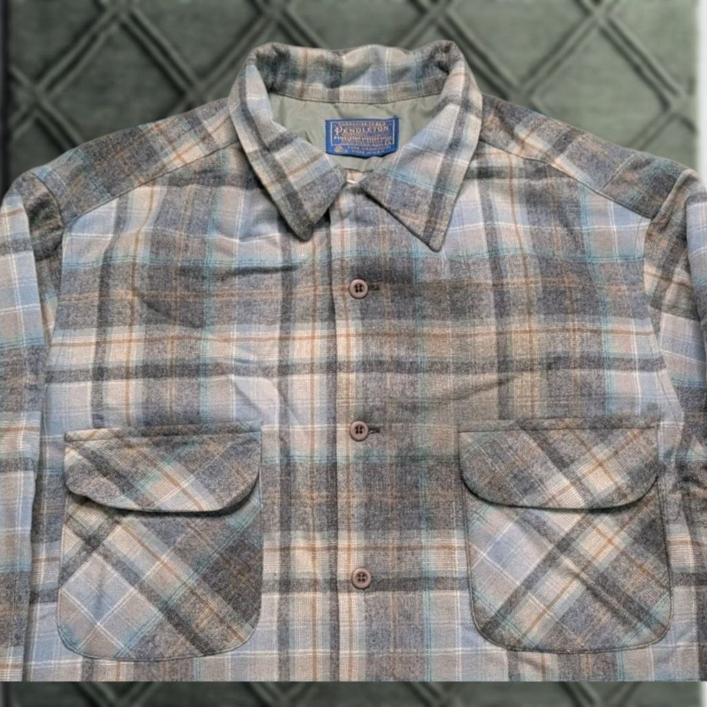 Pendleton VINTAGE Pendleton Wool Board Shirt Large L Plaid Button-Up Shirt Loop Collar Flap Pocket USA Made Mens Size US L / EU 52-54 / 3 - 1 Thumbnail