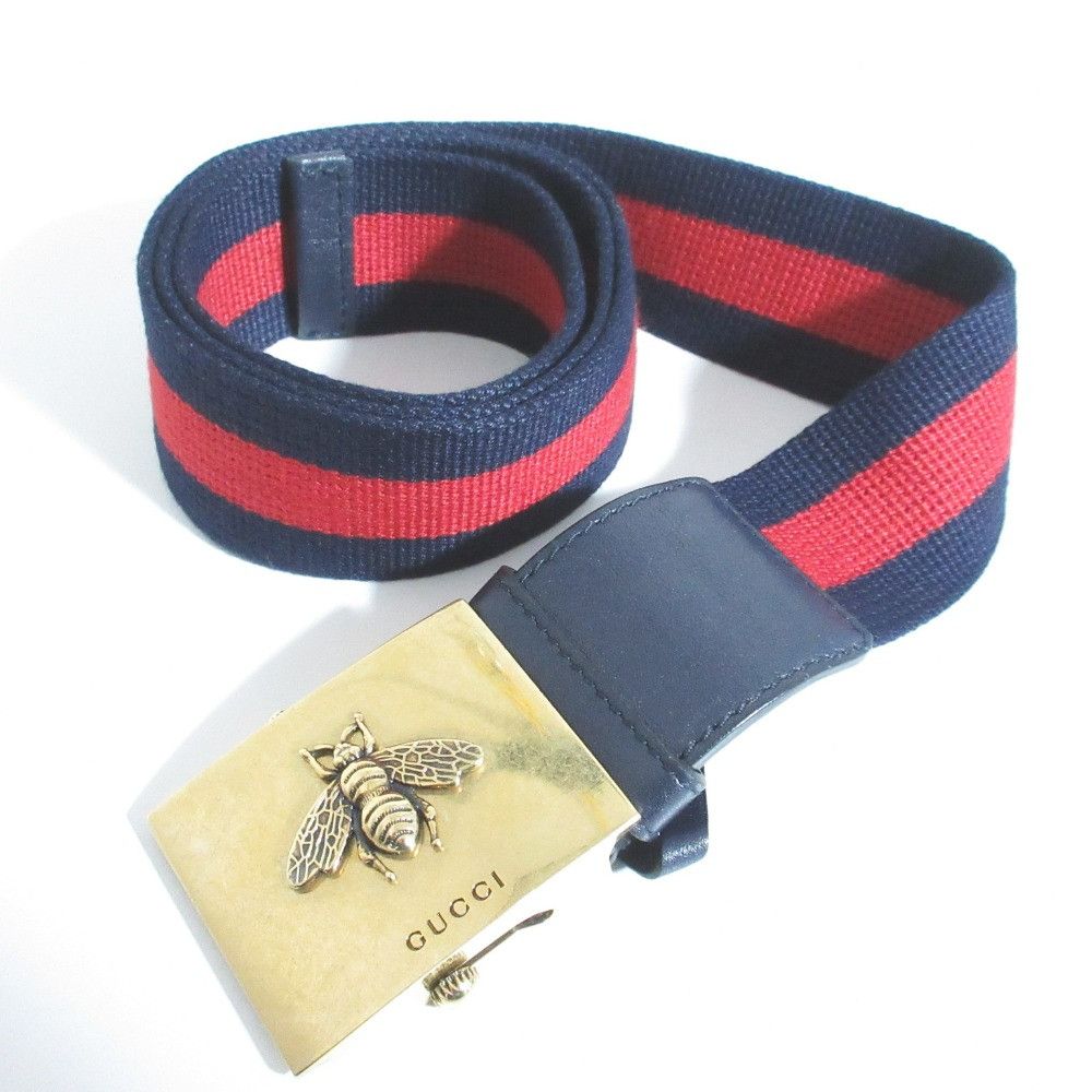 Gucci Gucci Gucci Bee Web Belt Textile Belt 429027 DUTY FREE for USA Size ONE SIZE - 1 Thumbnail