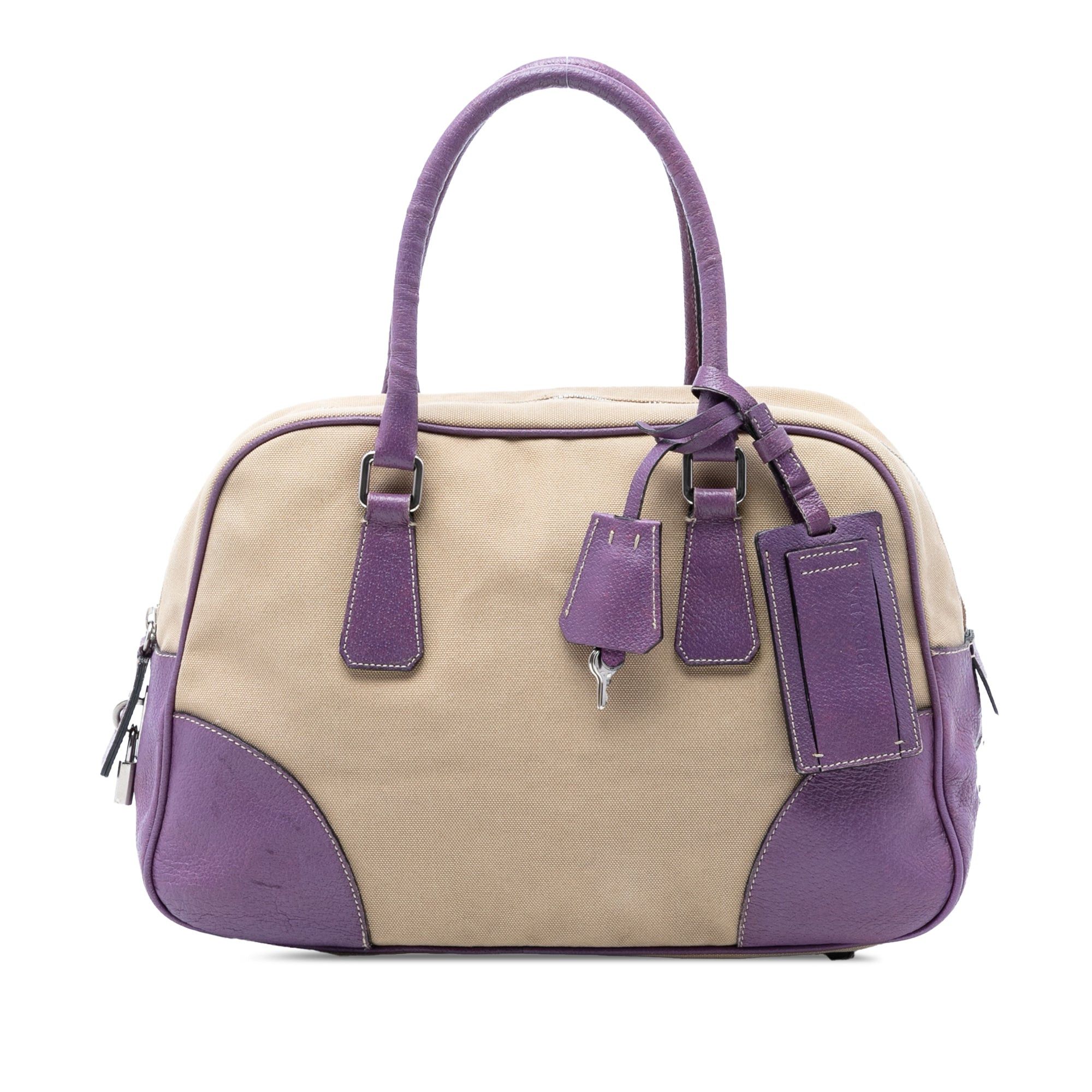 Prada Cinghiale Trimmed Canvas Canapa Bauletto Bag Size ONE SIZE - 1 Thumbnail