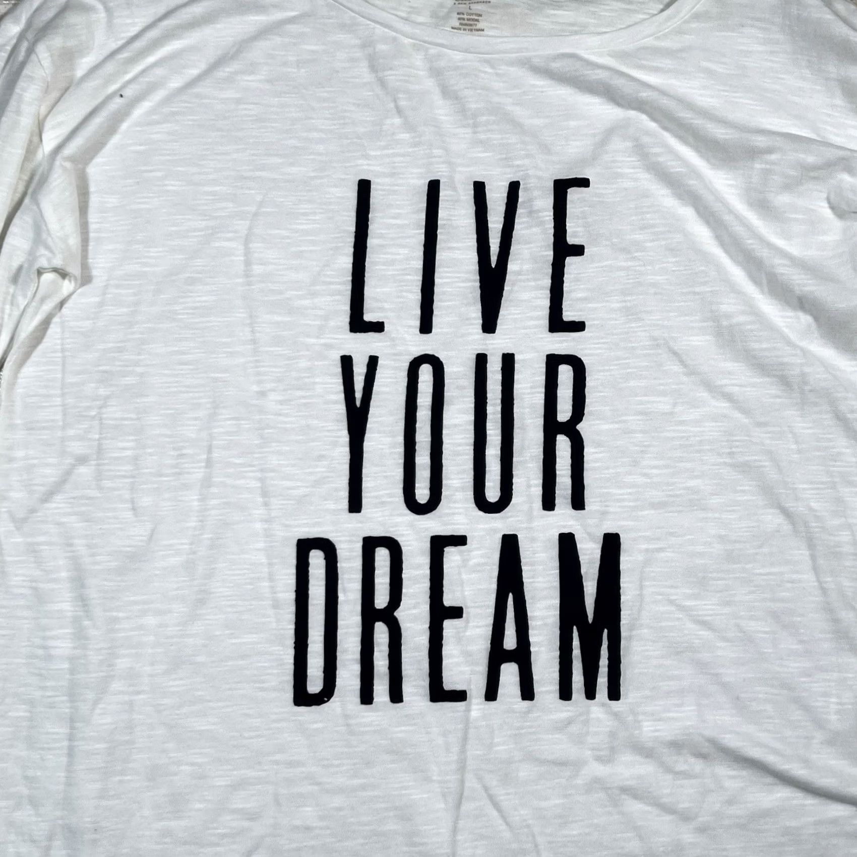 Vintage Ana Women's Longsleeve Top L White Live Your Dream Size L / US 10 / IT 46 - 2 Thumbnail