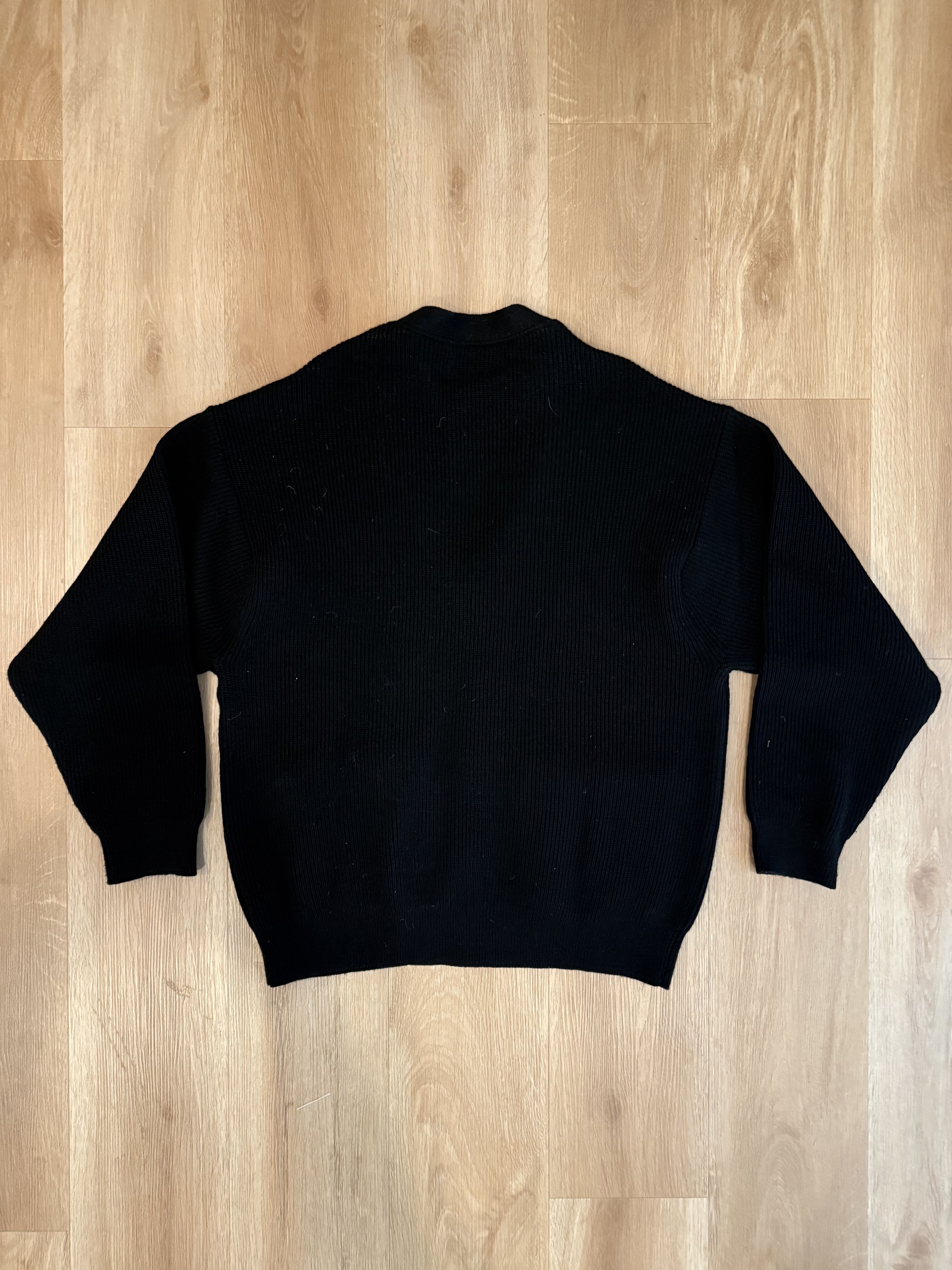Japanese Brand EVCON Black Wool Knit Cardigan Size US L / EU 52-54 / 3 - 4 Thumbnail