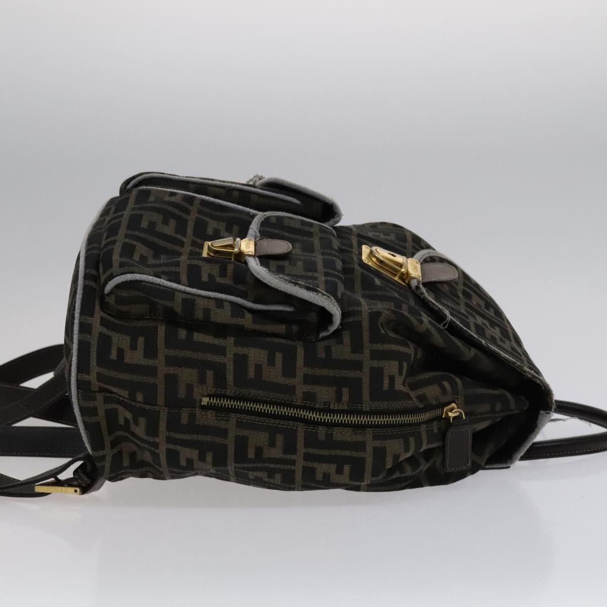 Fendi FENDI Zucca Canvas Backpack Brown Black Gold Size ONE SIZE - 4 Thumbnail