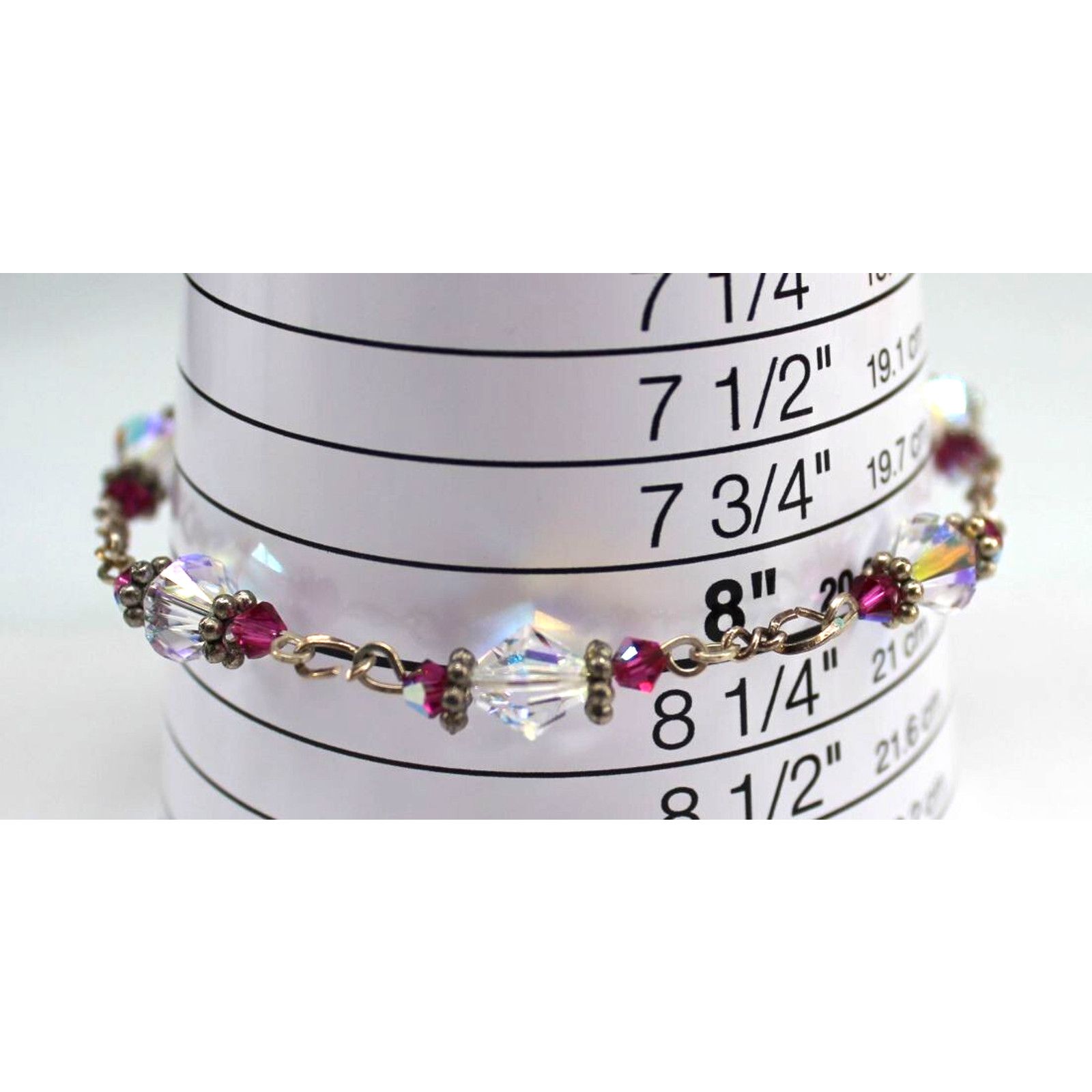 Other Bright Pink & Aurora Borealis Bicone Crystal Bracelet 8" Size ONE SIZE - 3 Thumbnail