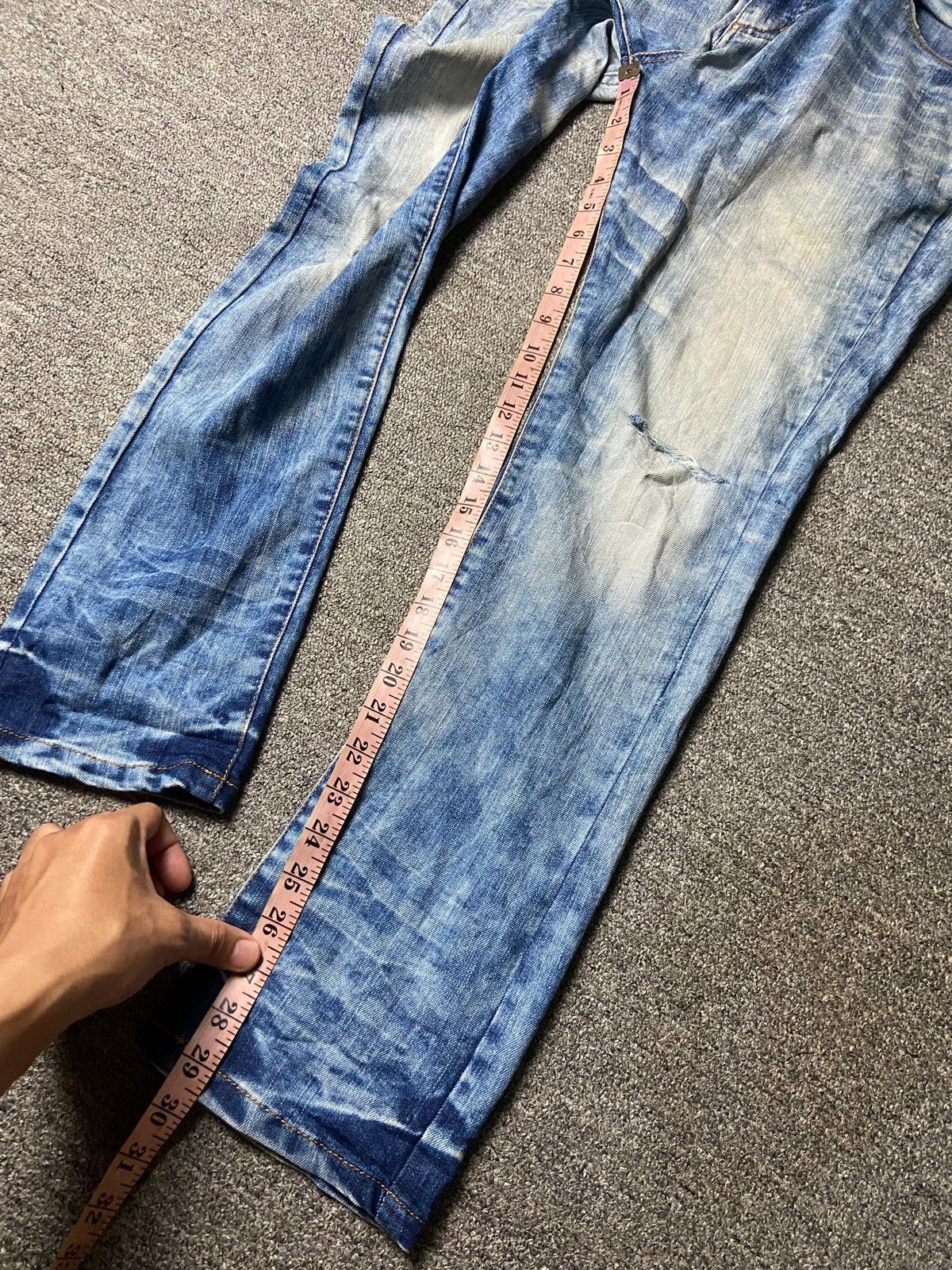 Japanese Brand Basement Wear Acid Wash Distressed Jeans (164) Size US 32 / EU 48 - 8 Thumbnail