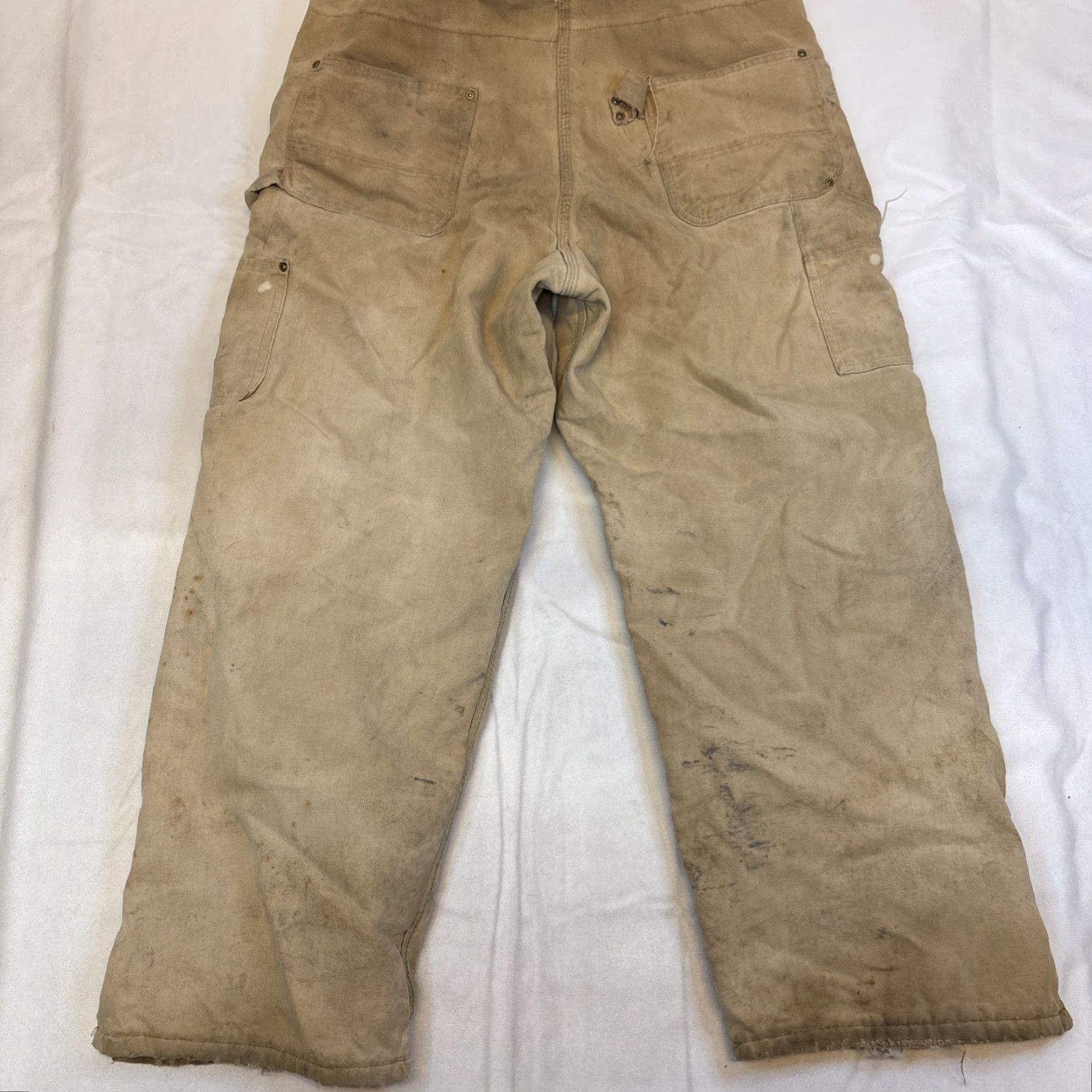 Carhartt VINTAGE Carhartt Dungarees Trousers Overalls Men 40 x 27 Tan Brown Quilted Duck Bib Double Knee 90s Grunge USA Mens Size US 40 / EU 56 - 6 Thumbnail