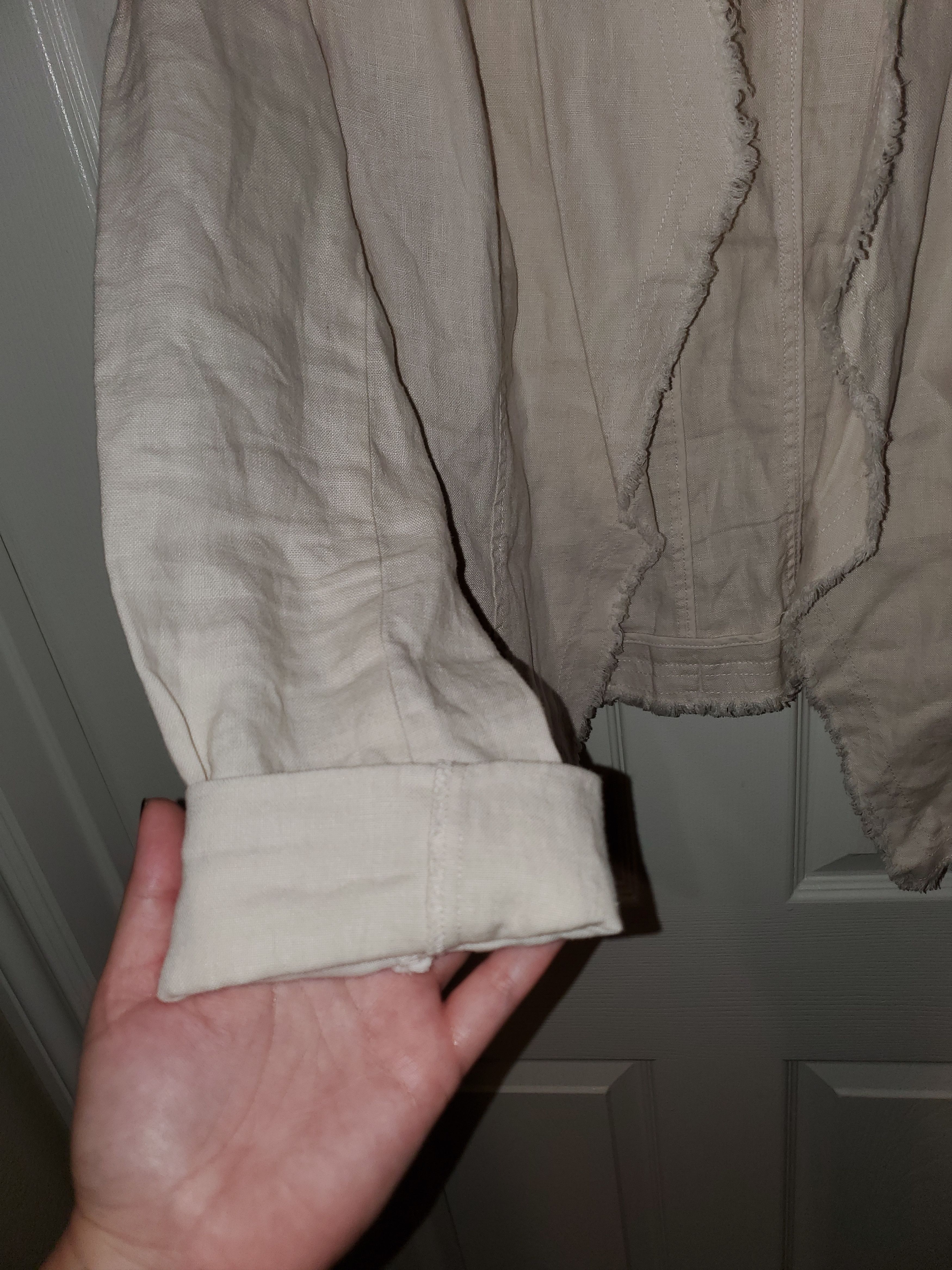 Vintage Vintage Cream Frayed Edge Linen Blazer (size M) Size M / US 6-8 / IT 42-44 - 5 Thumbnail