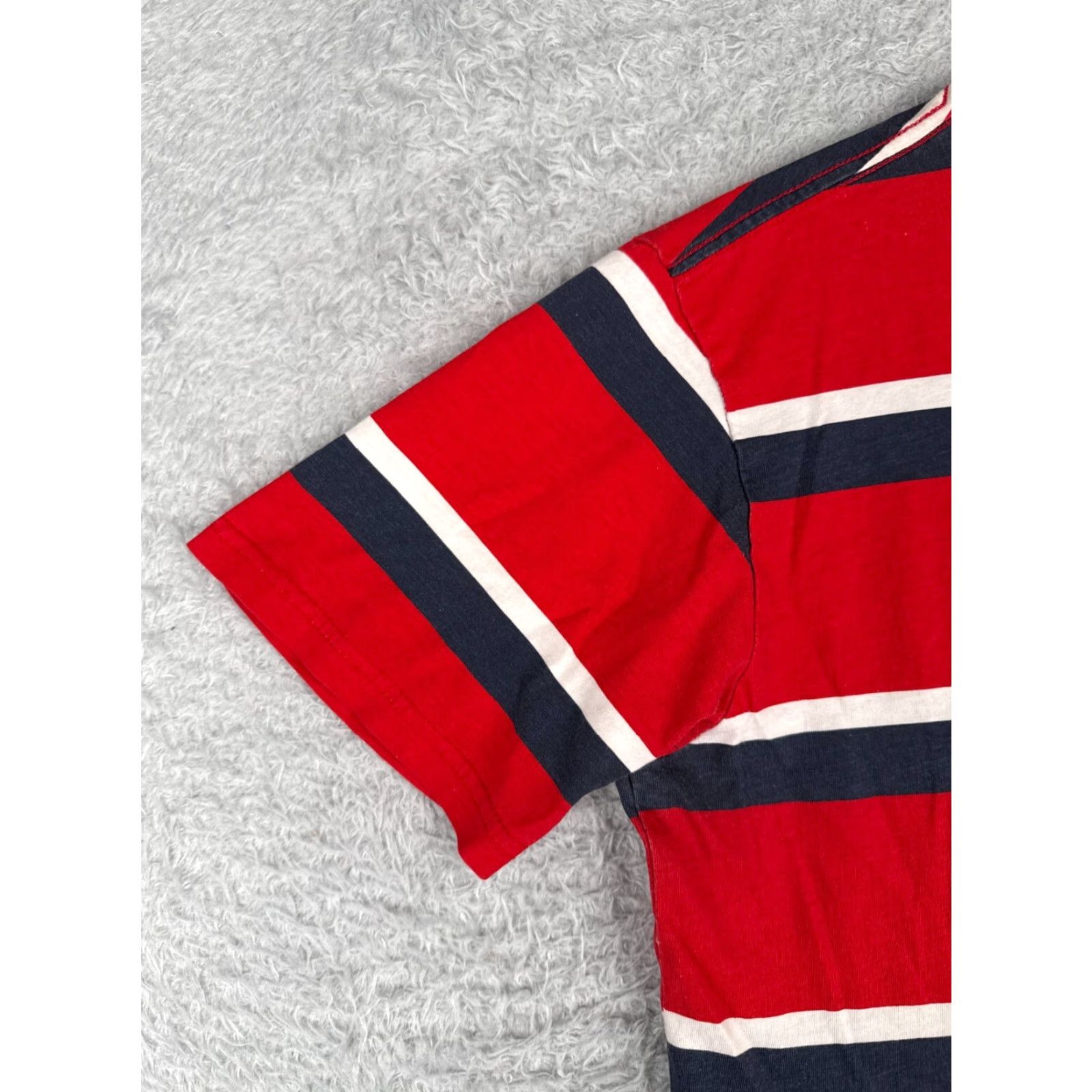 Tommy Hilfiger VINTAGE Tommy Hilfiger Shirt Women XL Red Stripe Short Sleeve Crew 100% Cotton Logo Size XL / US 12-14 / IT 48-50 - 3 Thumbnail