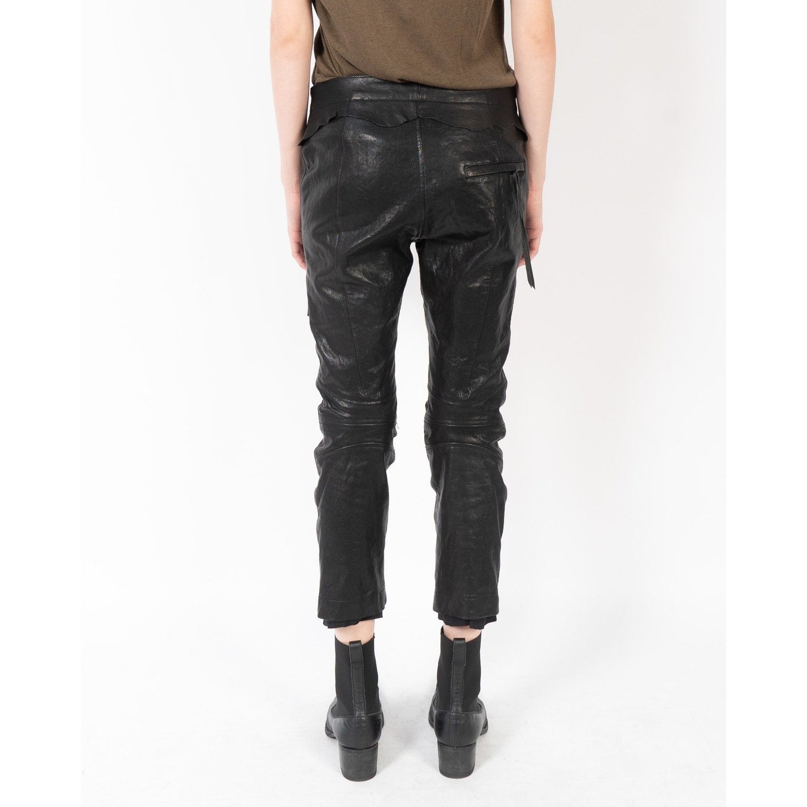 Haider Ackermann SS16 Distressed Waist Trousers in Black Leather Size 26" / US 2 / IT 38 - 3 Thumbnail