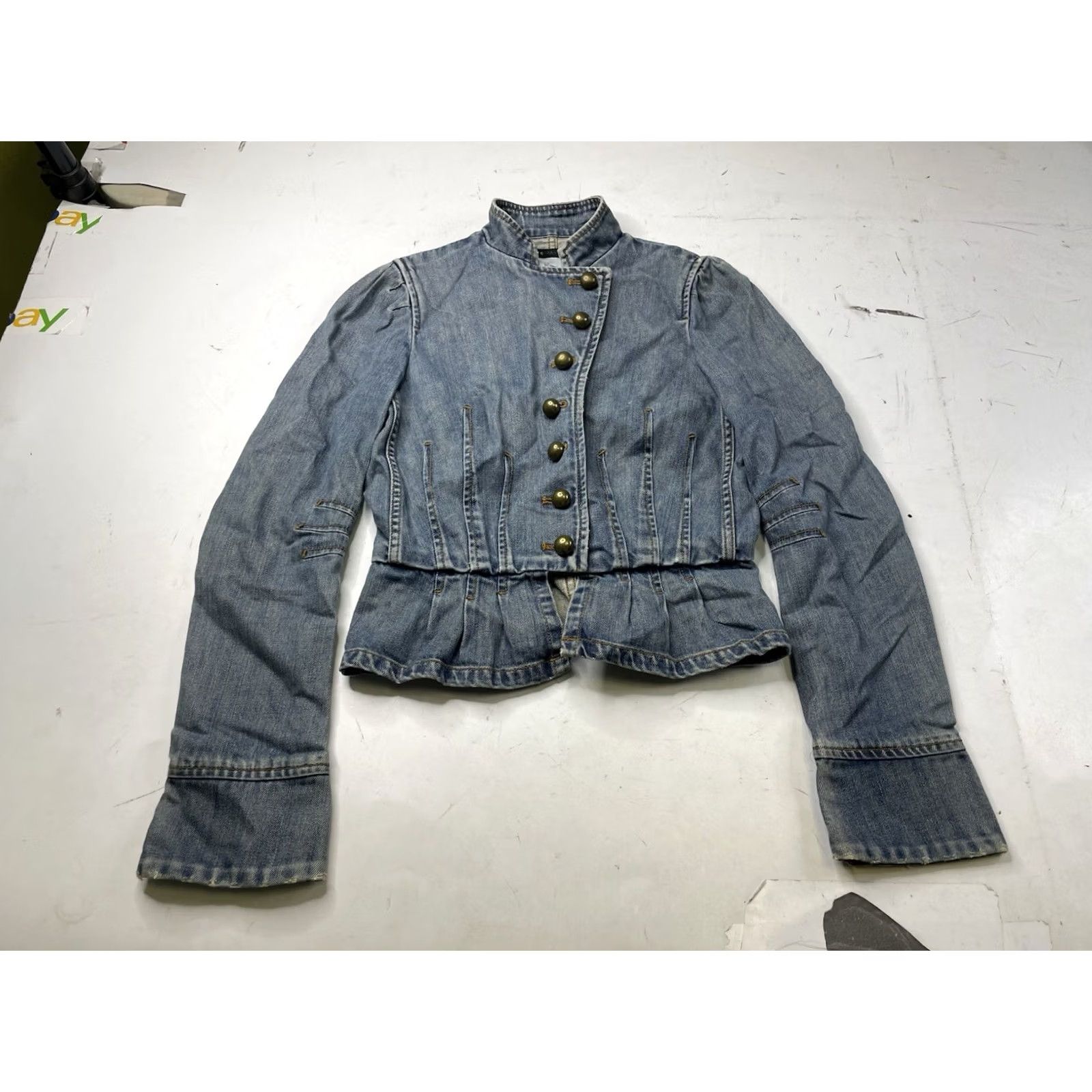 Marc Jacobs VINTAGE Marc Jacobs Denim Jacket Military Steampunk Pleated Button 2 Blue Womens Oversized Short Sleeve Winter Spring Fall Summer 2 XS? Size XS / US 0-2 / IT 36-38 - 4 Thumbnail