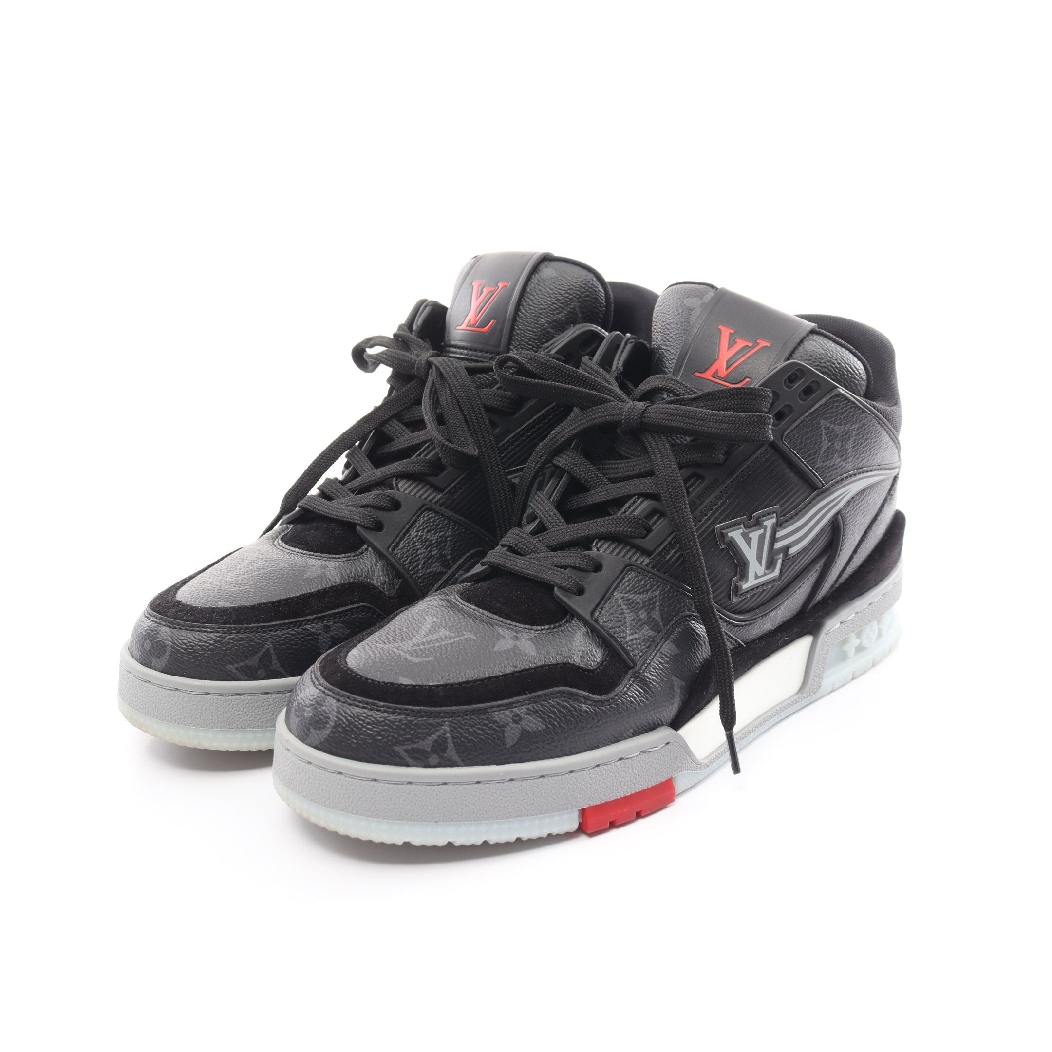 image of Louis Vuitton Trainer Line Sneakers Monogram Eclipse Sneakers Pvc Gray Black Red, Men's