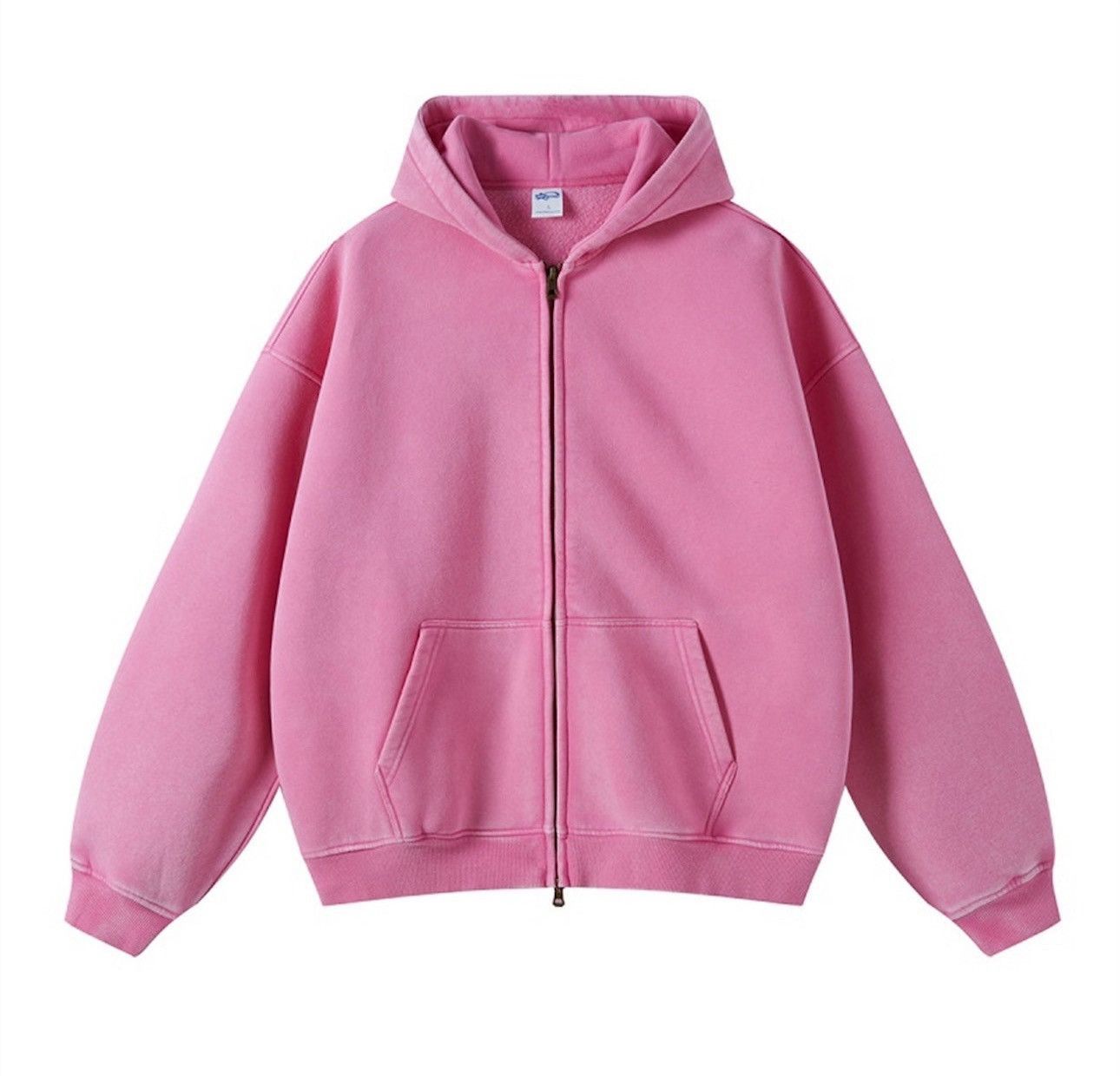 Unisex Pink Washed Hoodie Zipper