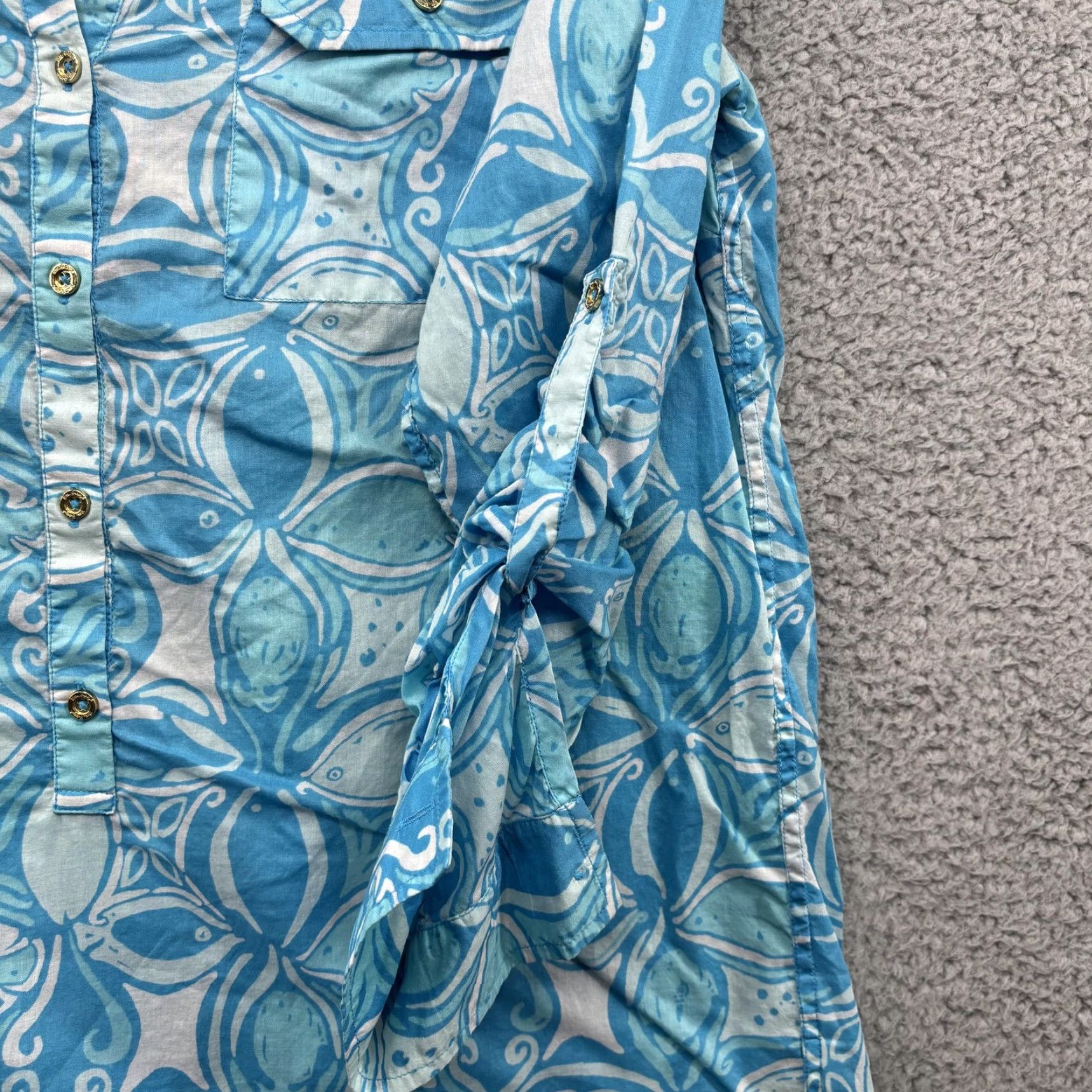 Lilly Pulitzer Lilly Pulitzer Shirt Womens Medium Print Button Front Blue India Size M / US 6-8 / IT 42-44 - 4 Thumbnail