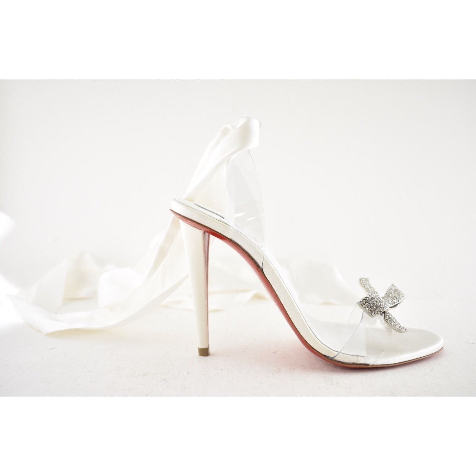 Christian Louboutin Christian Louboutin Astrinodo 100 Ivory PVC Bow Lace Up Size US 7 / IT 37 - 3 Thumbnail