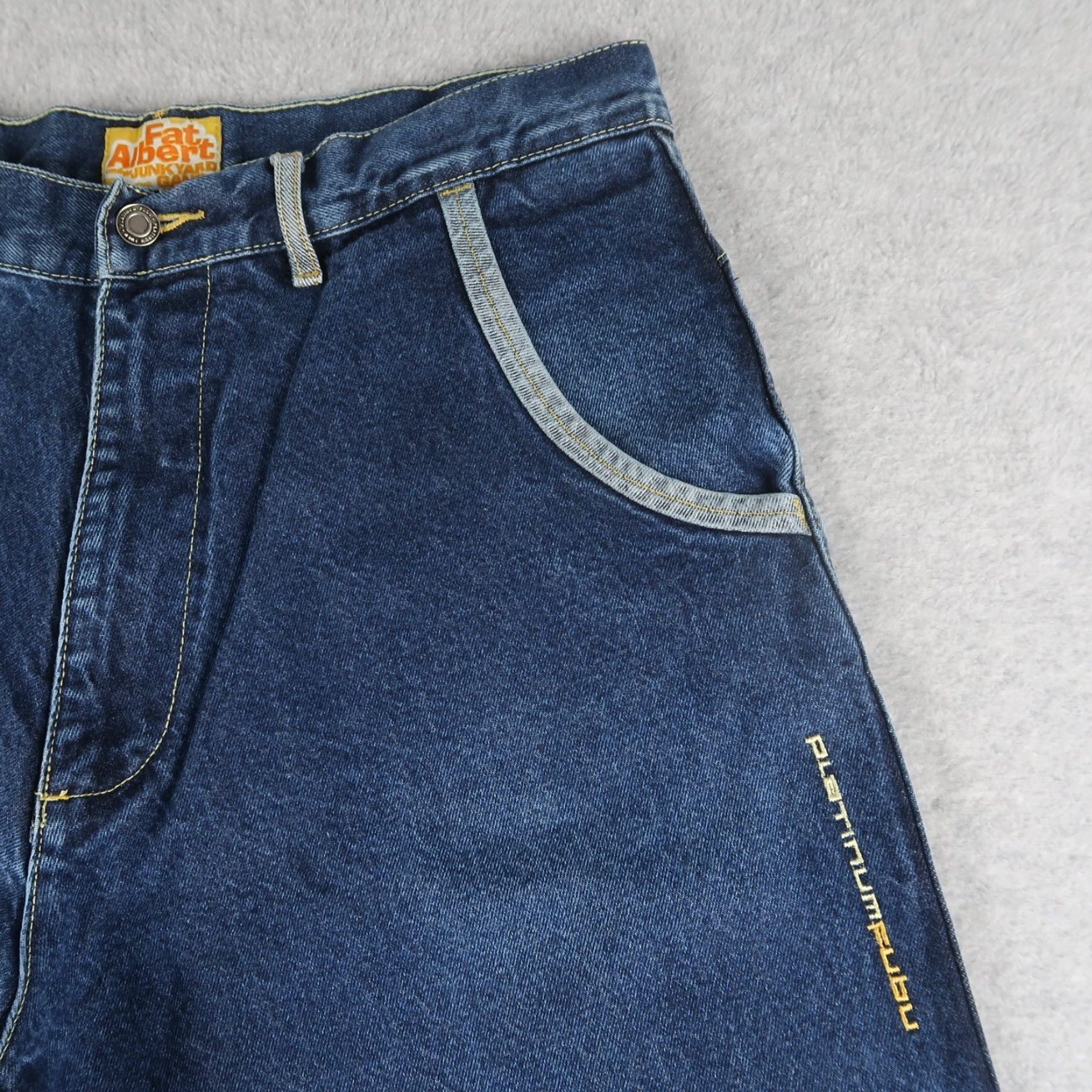 Fubu VINTAGE Platinum FUBU Fat Albert Jeans Mens 34x34 Blue Embroidered Hip Hop 2000s Size US 34 / EU 50 - 3 Thumbnail
