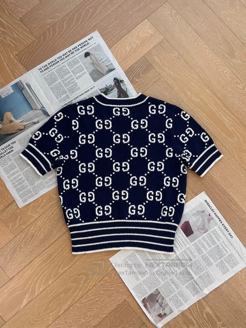 Gucci Gucci Logo jacquard full print knitted short sleeves Size S / US 4 / IT 40 - 2 Thumbnail