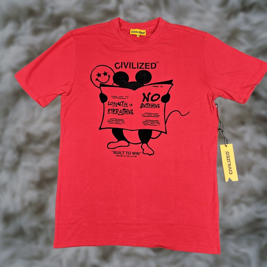 Civilized Shirt Mens Medium Red Graphic Tee Streetwear Loyalty No Snitching