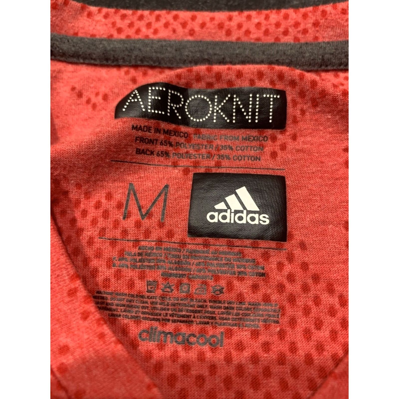 Adidas Adidas Mens T-Shirt Short Sleeve Crew Neck Cotton Blend Red All Seasons Logo Athletic Medium Size US M / EU 48-50 / 2 - 5 Thumbnail