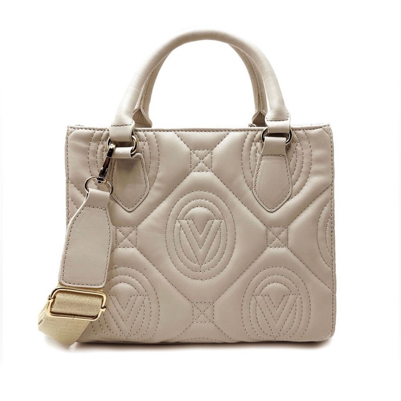Other Valentino Orlandi Large Quilted Logo Tote Bag Crosbody Beige Size ONE SIZE - 3 Thumbnail