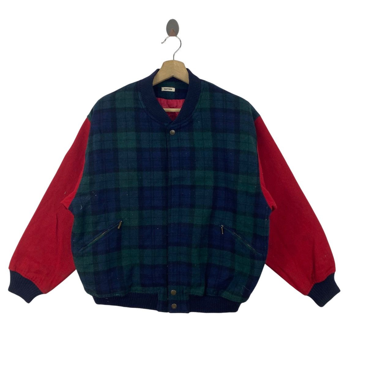 Vintage Vintage SARTORIA Plaid Bomber Jacket Sleeve Varsity Style Size US XL / EU 56 / 4 - 4 Thumbnail