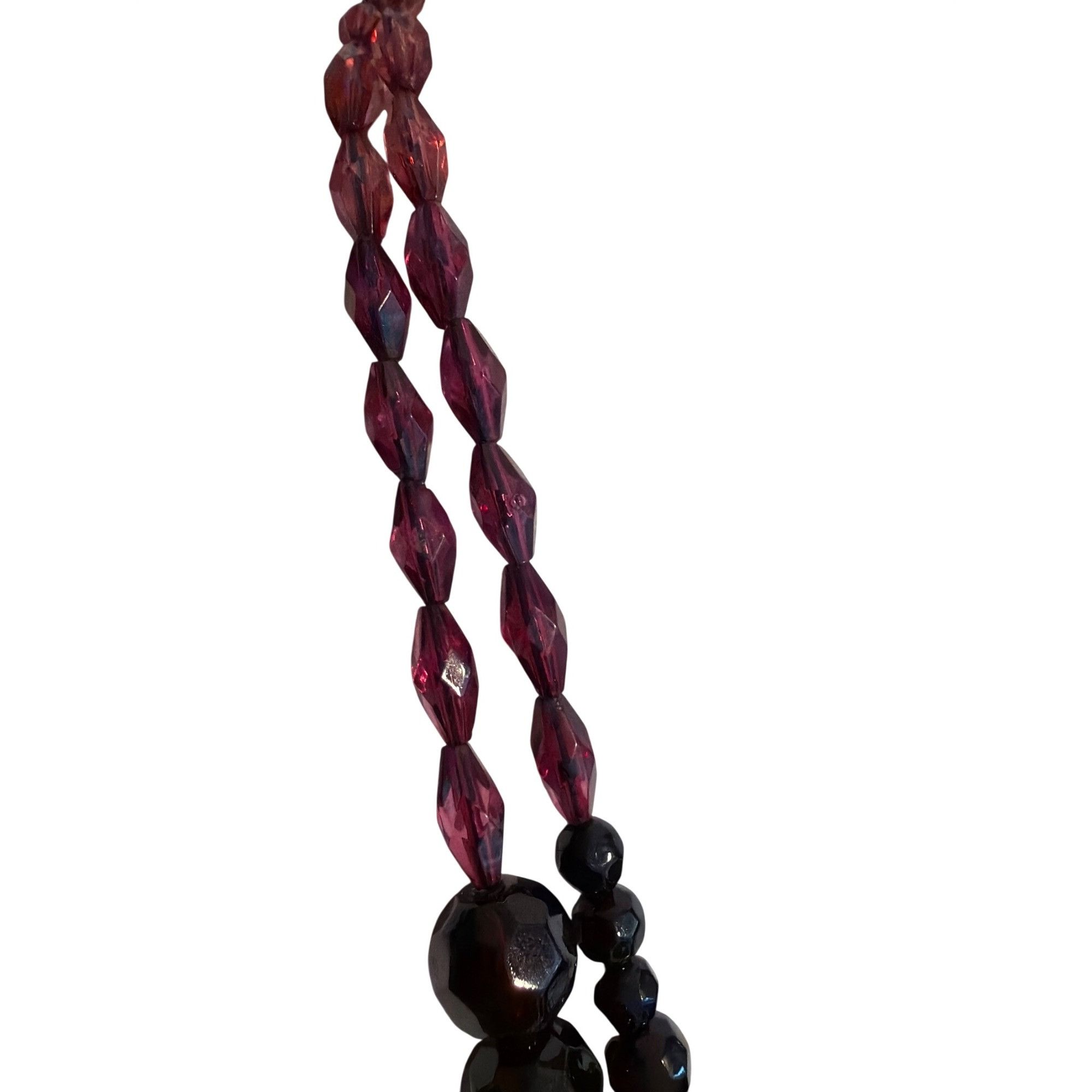 Ann Taylor Ann Taylor 2 String Glass Bead Necklace Purple Graduated Gol Size ONE SIZE - 3 Thumbnail