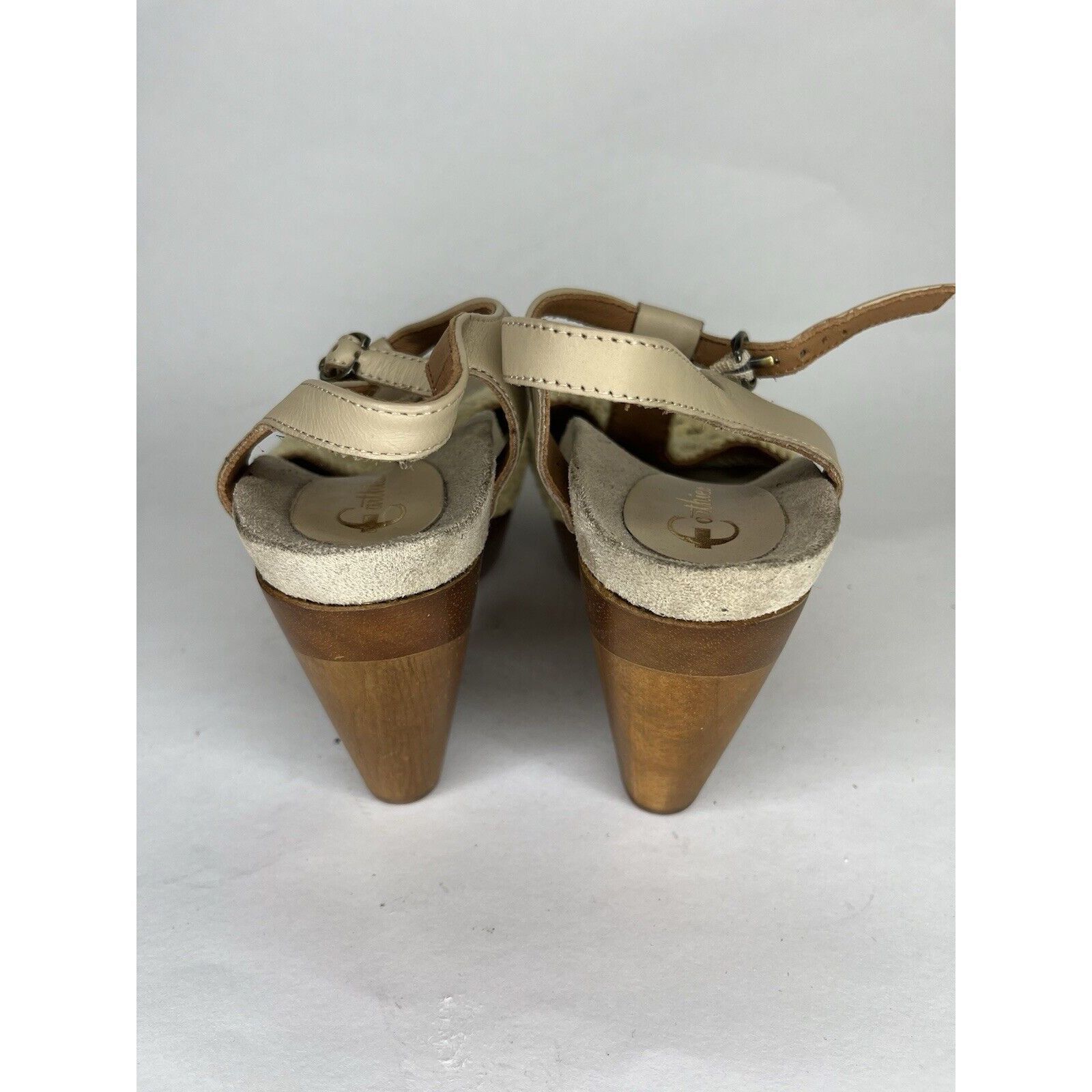 Other Earthies Beige Knit Leather Peep Ankle Strap Heel Sandals Wo Size US 8 / IT 38 - 11 Thumbnail