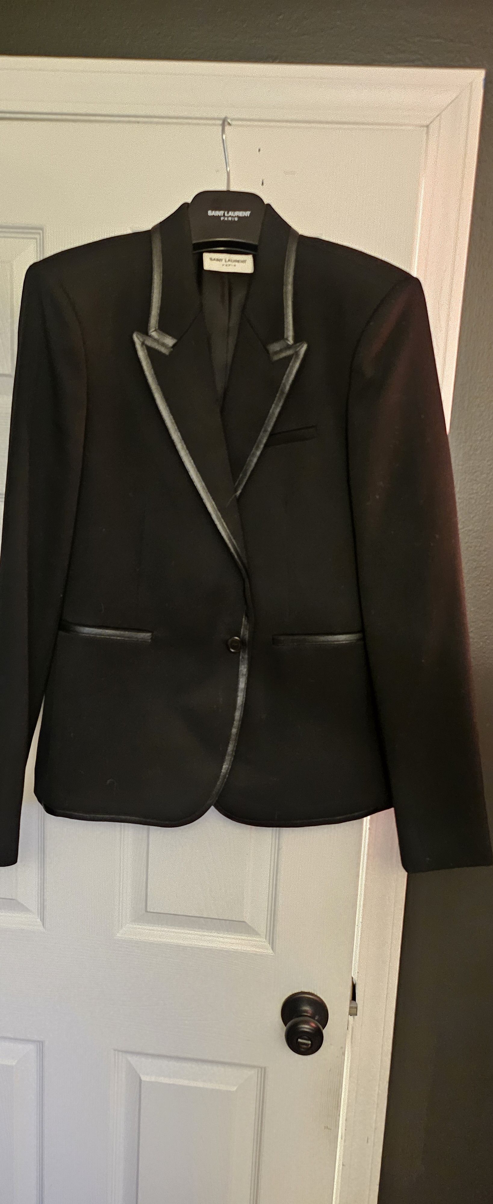 Saint Laurent Paris SLP Blazer with Leather Trim Size 50R - 3 Thumbnail