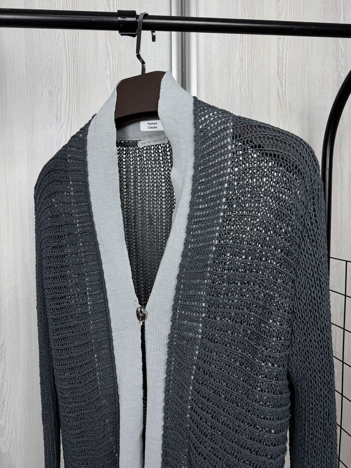 Sarah Pacini Sarah Pacini blue knitted one button cardigan Size M / US 6-8 / IT 42-44 - 4 Thumbnail