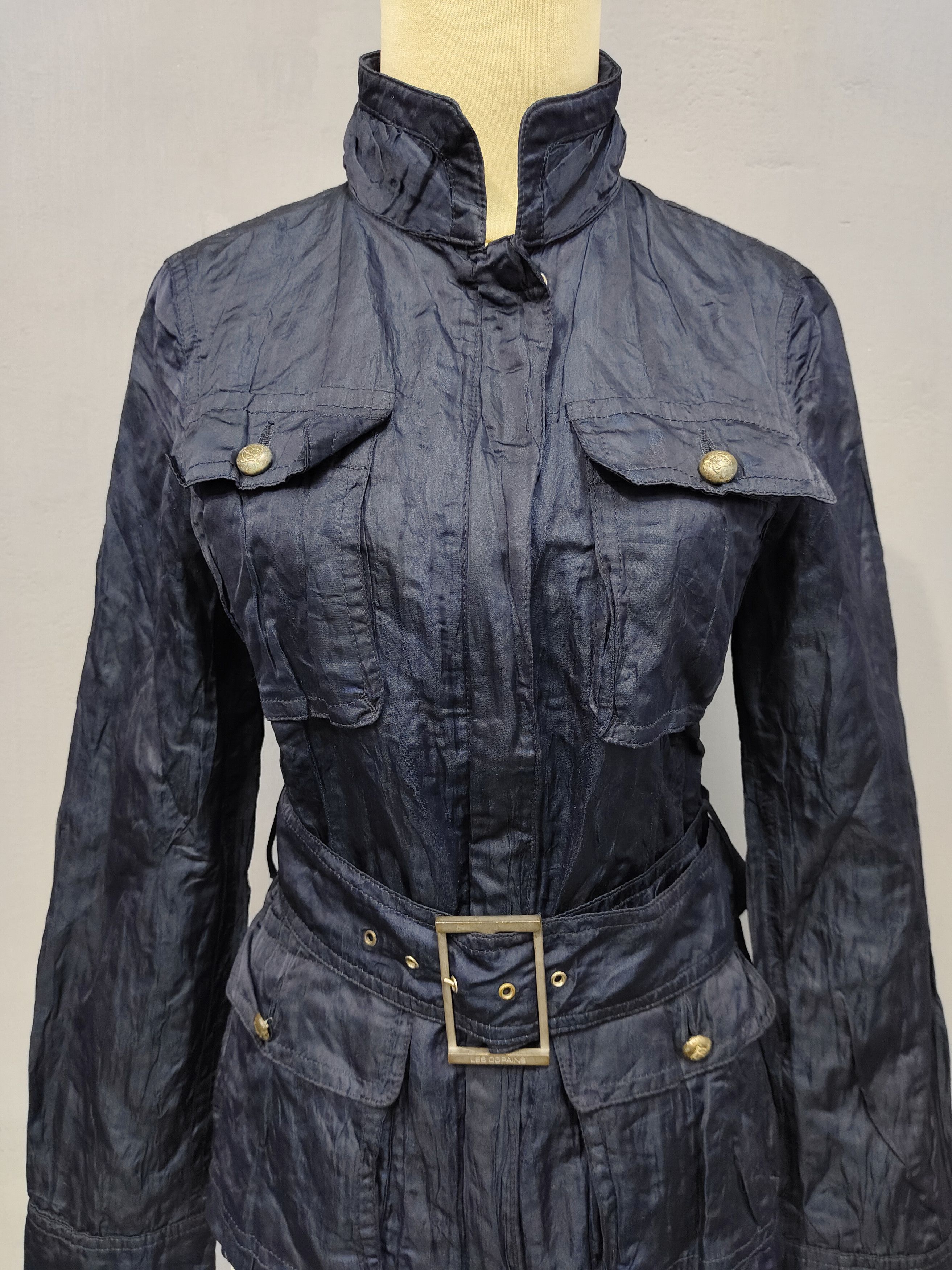 Les Copains 90s Les Copains 🇮🇹 Crinkle Belted Military Field Jacket Size M / US 6-8 / IT 42-44 - 10 Thumbnail