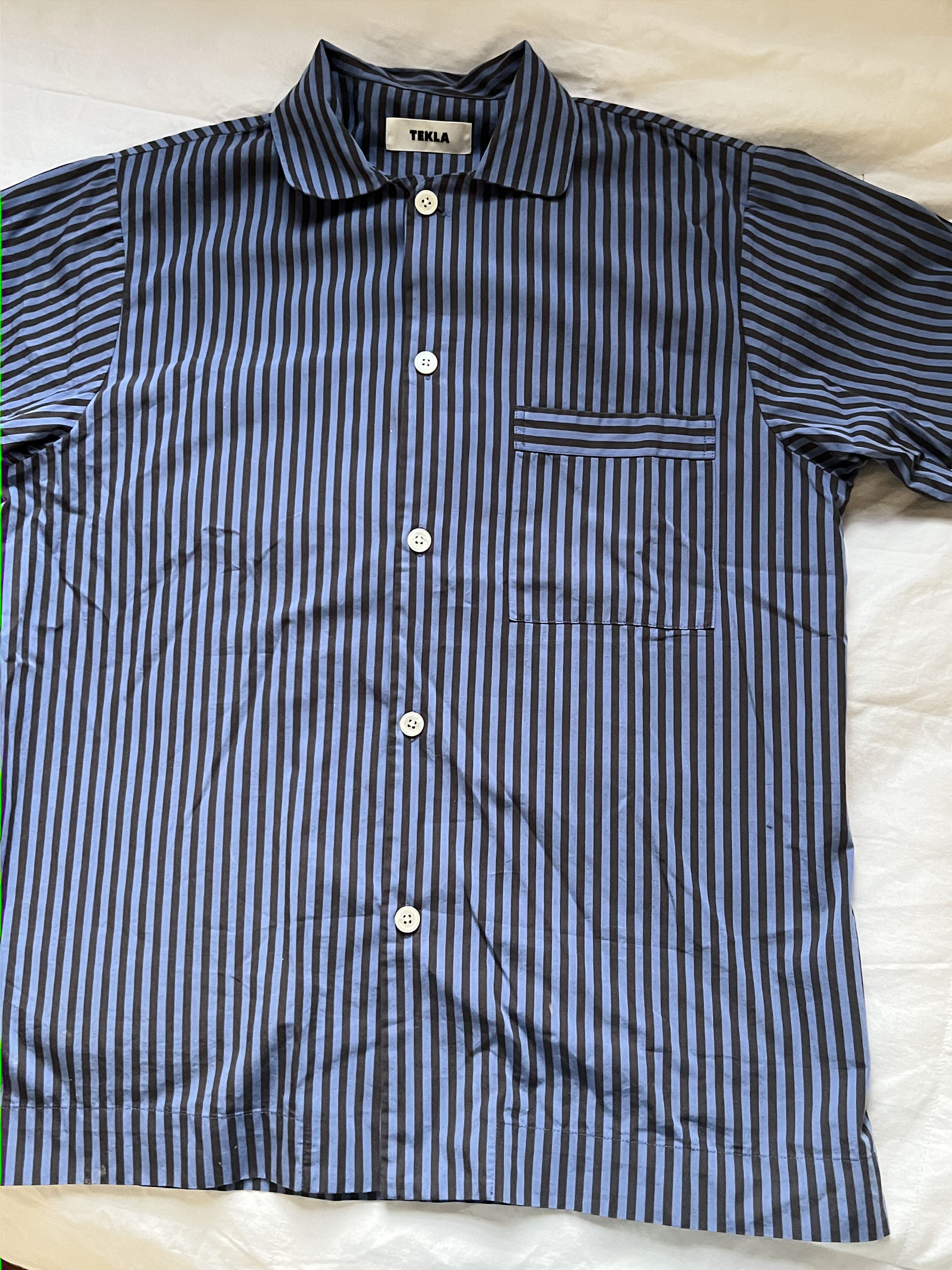 Tekla TEKLA Verneuil Stripes Poplin SS button down pajama shirt Size M / US 6-8 / IT 42-44 - 5 Thumbnail
