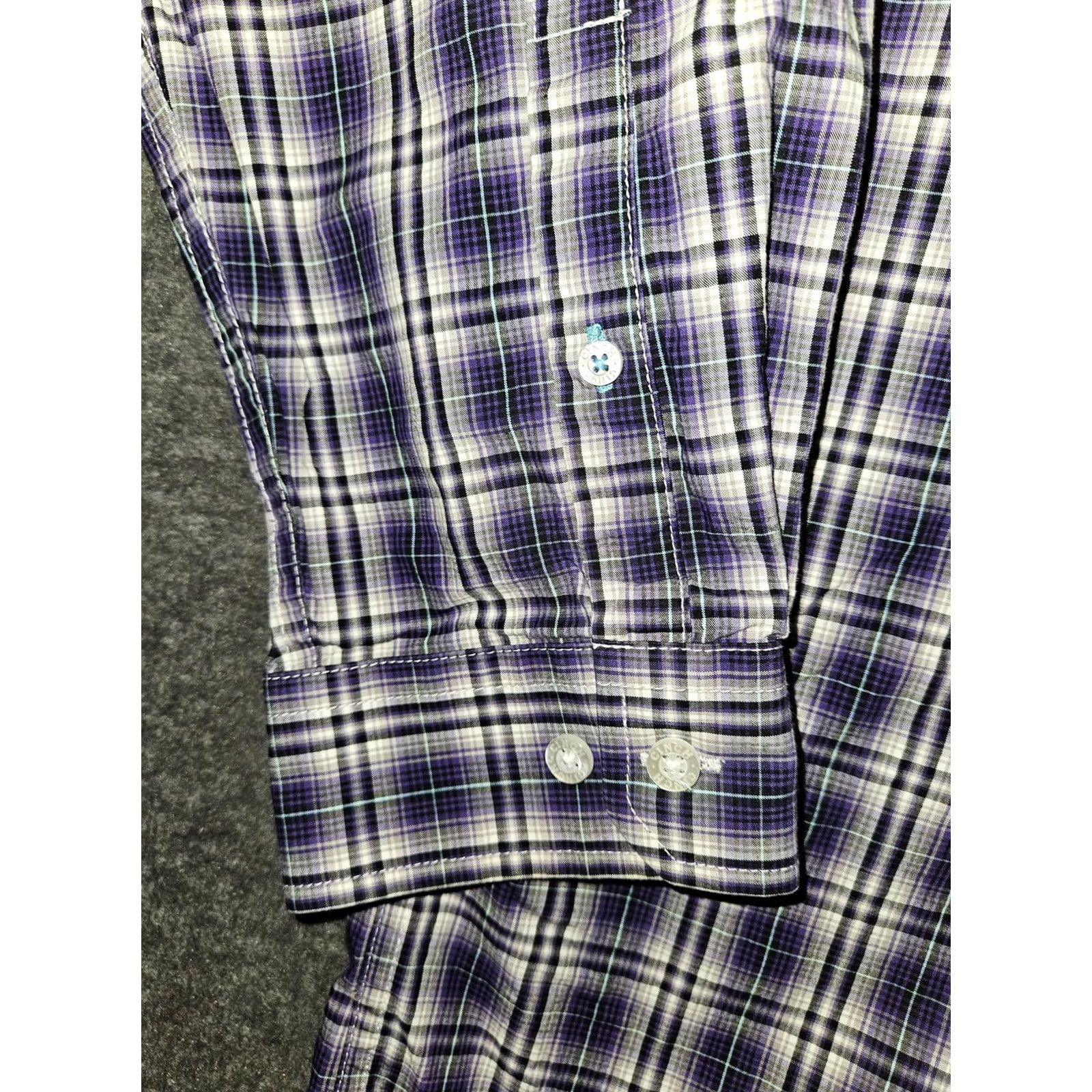 Vintage Cinch Shirt Mens XL Purple Plaid Long Sleeve Button Down Western Rodeo Flip Cuff Size US XL / EU 56 / 4 - 5 Thumbnail