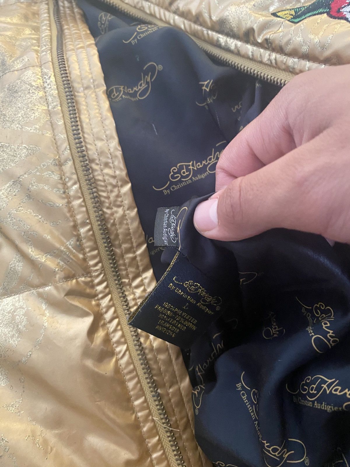 Ed Hardy Ed hardy by Christian Audigier Puffer Jacket Golden 00’s y2k Size US M / EU 48-50 / 2 - 7 Thumbnail