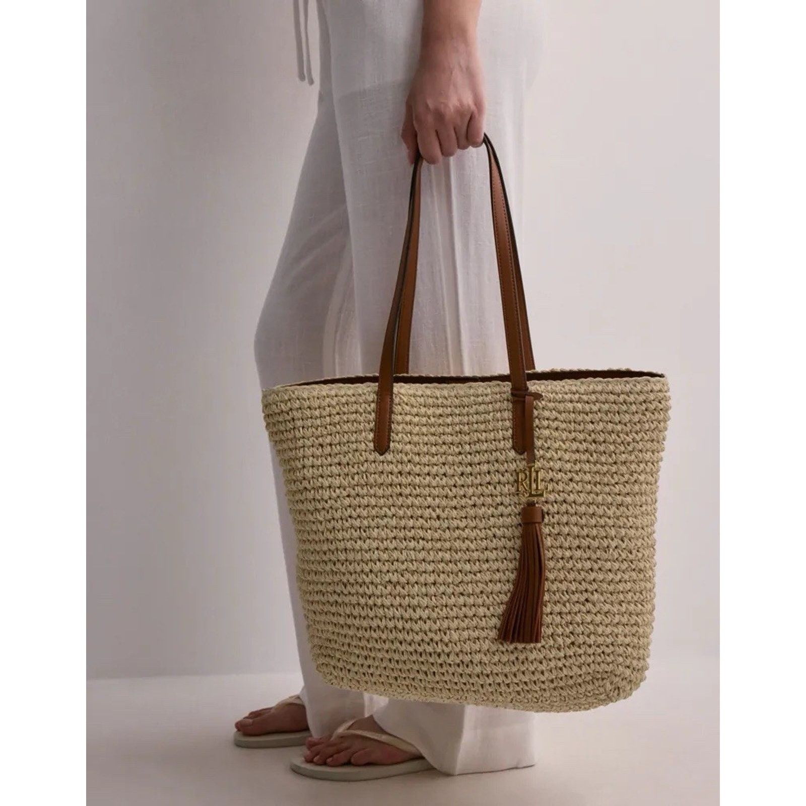 Lauren Ralph Lauren NWT Lauren RALPH LAUREN Crochet-Straw Medium Whitney Tote Size ONE SIZE - 8 Thumbnail
