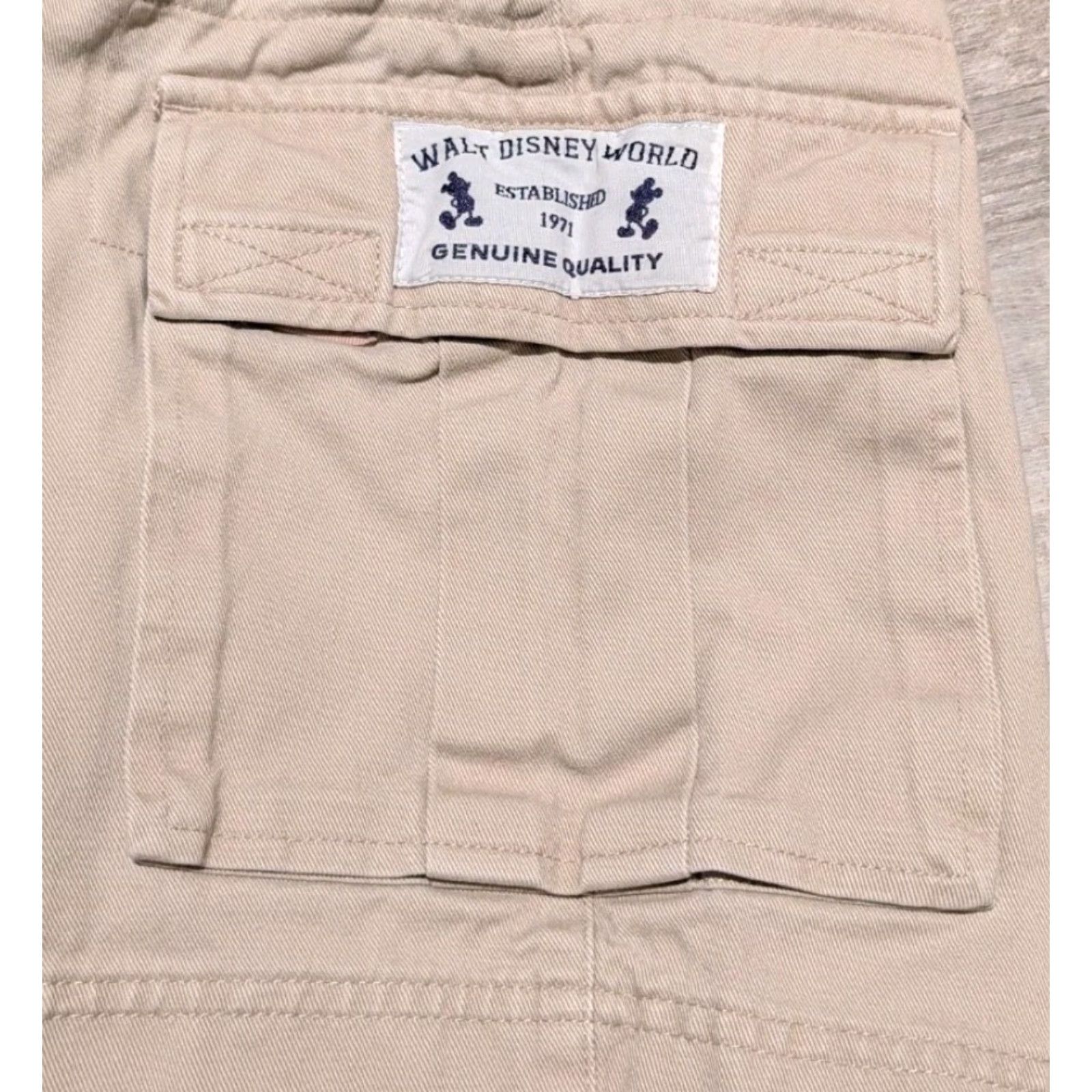 Disney Disney Park Shorts Men's 36 Beige Cotton Cargo Zip Inseam 9" Mickey Mouse Belt Loops Regular Fit Mens Size US 36 / EU 52 - 2 Thumbnail