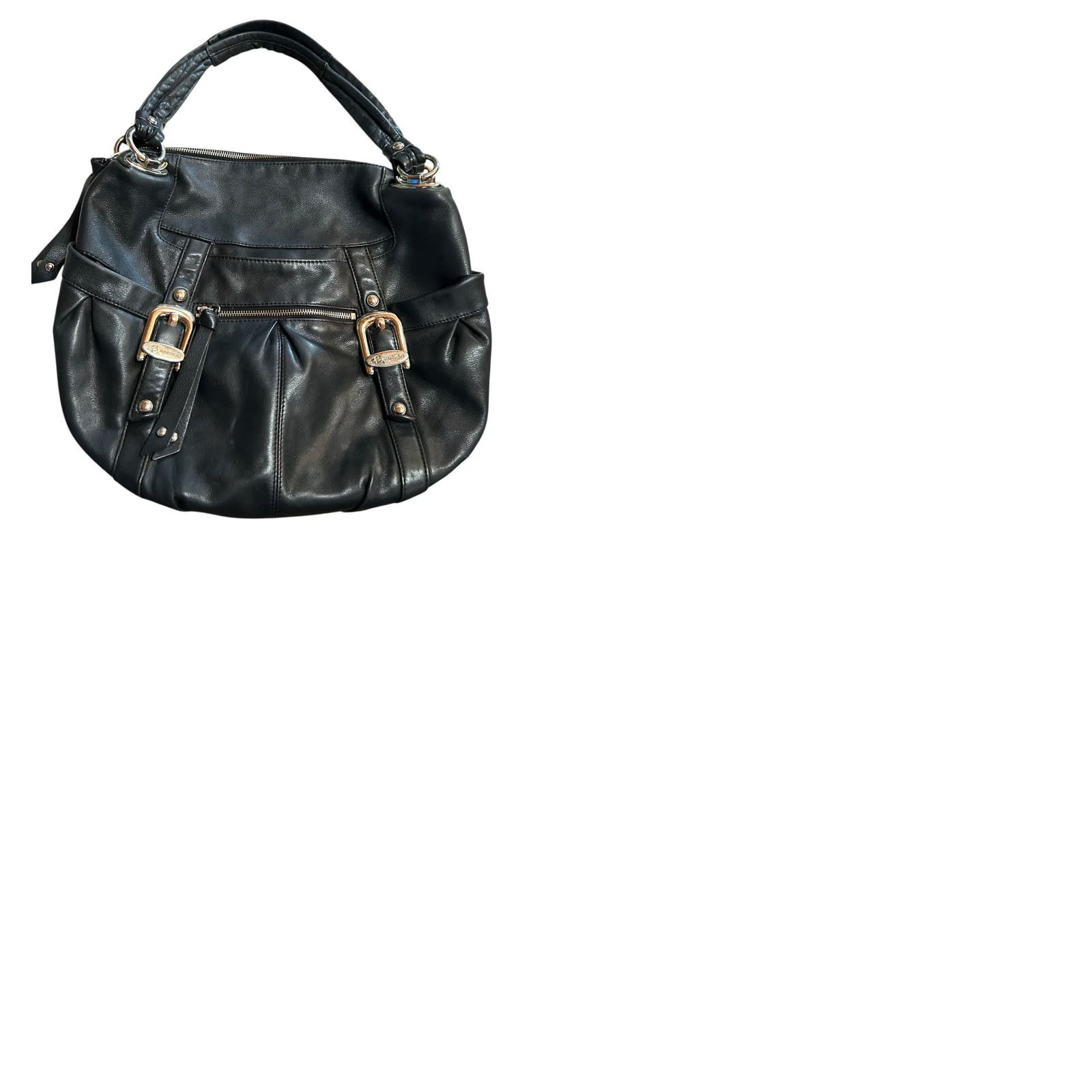 Vintage B. Makowsky Black Leather Shoulder Handbag Women Purse Read Hobo Tote Bag Womens Medium Black Leather Hobo Bag Ladies Vintage No Size ONE SIZE - 12 Thumbnail
