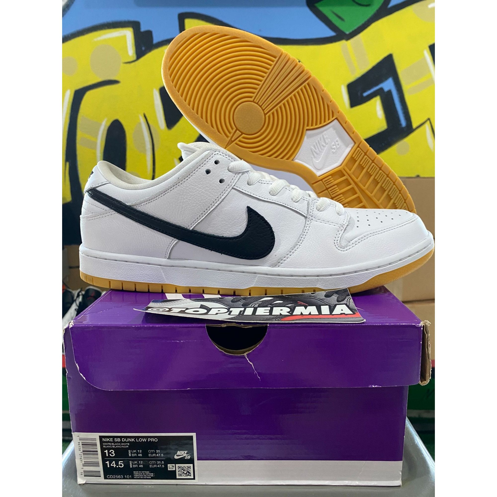 nike sb dunk low white gum 2023 sz 13 - Main Image