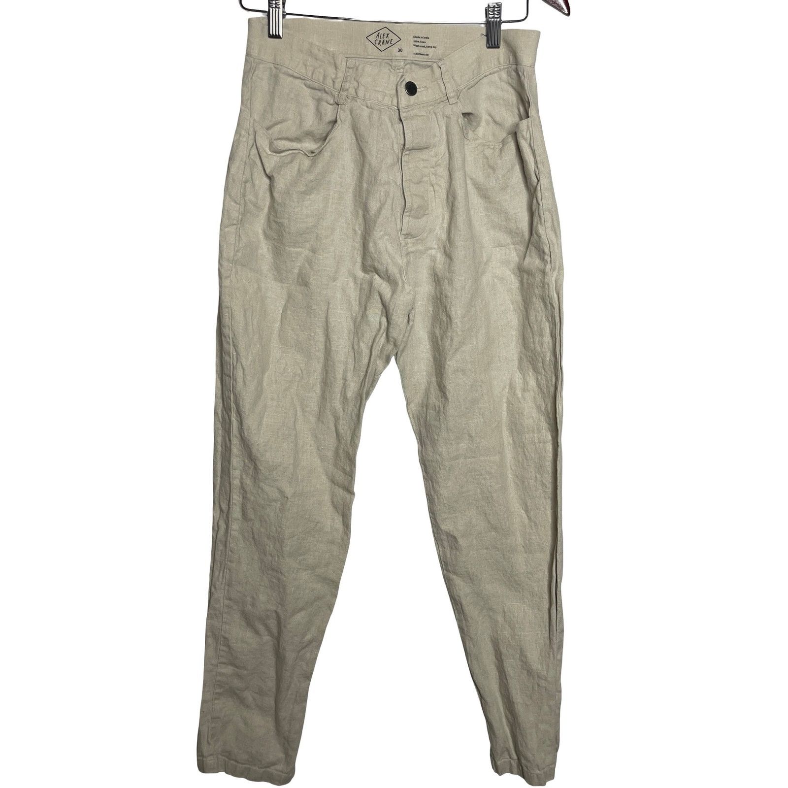 Alex Crane Alex Crane light beige 100% linen straight leg pants 30x28 Size US 30 / EU 46 - 1 Thumbnail