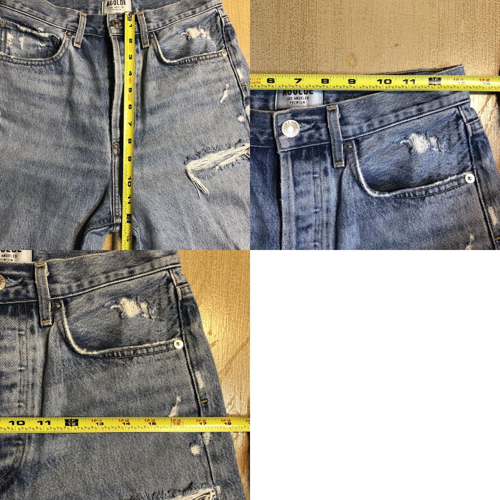 Agolde AGOLDE Jeans Womens 26x27 Distressed Straight Button Fly 90s Blue Denim Loose Relaxed Clean 5-Pocket Womens Jeans Size 26" / US 2 / IT 38 - 9 Thumbnail