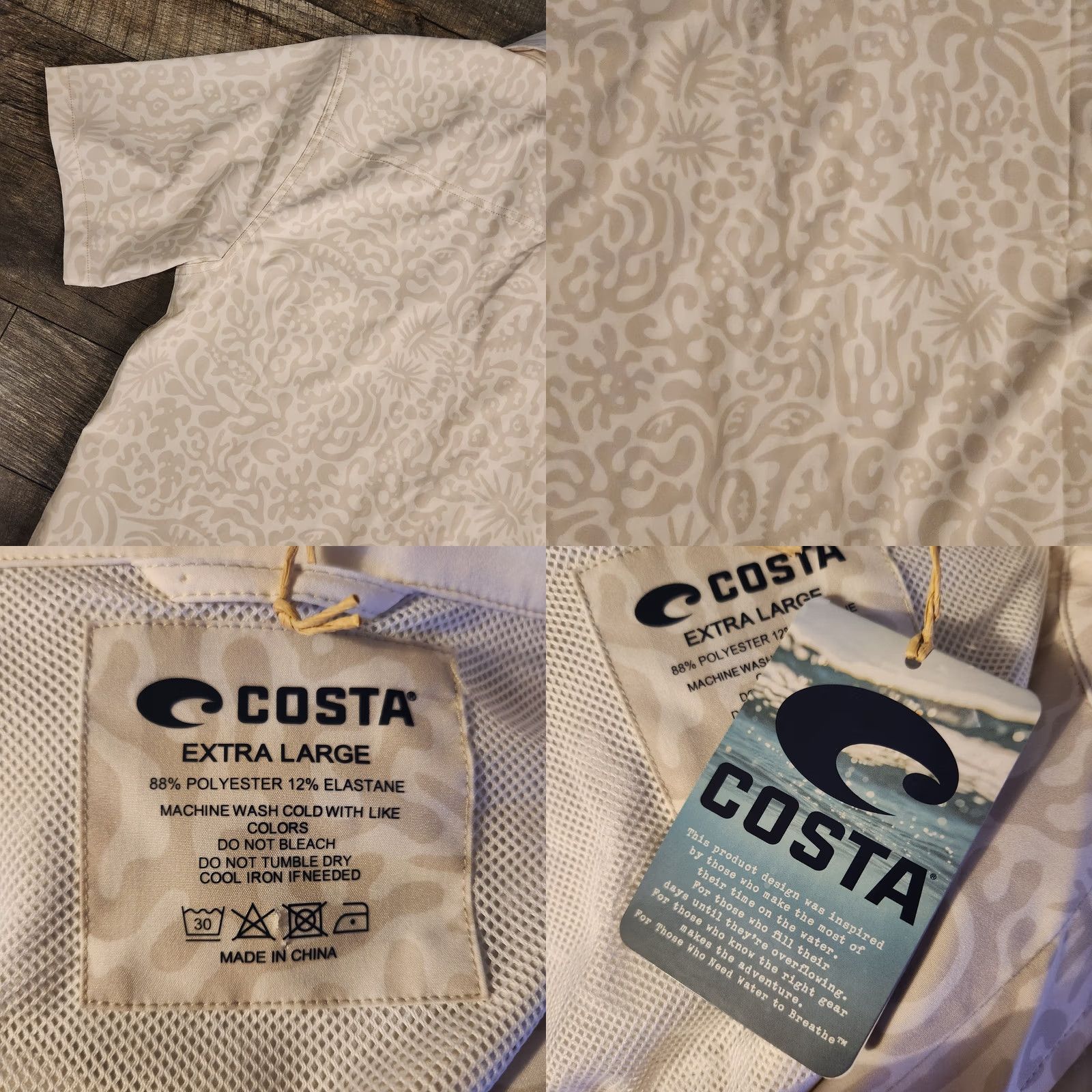Vintage Costa Camp Tech Woven Shirt Mens XL Tropical Sea Animals AOP Beach Ocean New Size US XL / EU 56 / 4 - 9 Thumbnail