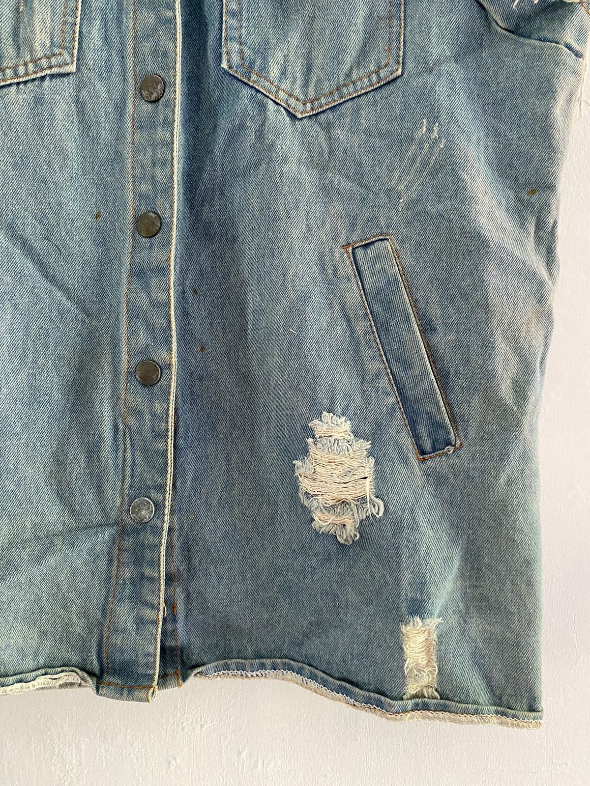 Vintage Distressed denim vest custom Size US M / EU 48-50 / 2 - 5 Thumbnail