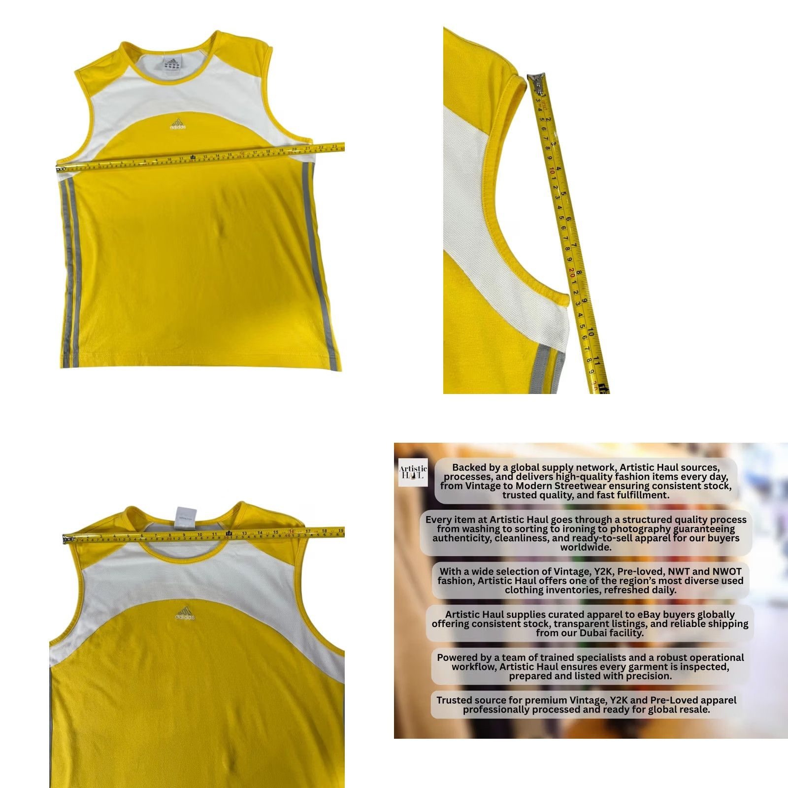 Adidas Adidas Women’s L Yellow White Athletic Tank Top Sleeveless Size L / US 10 / IT 46 - 8 Thumbnail