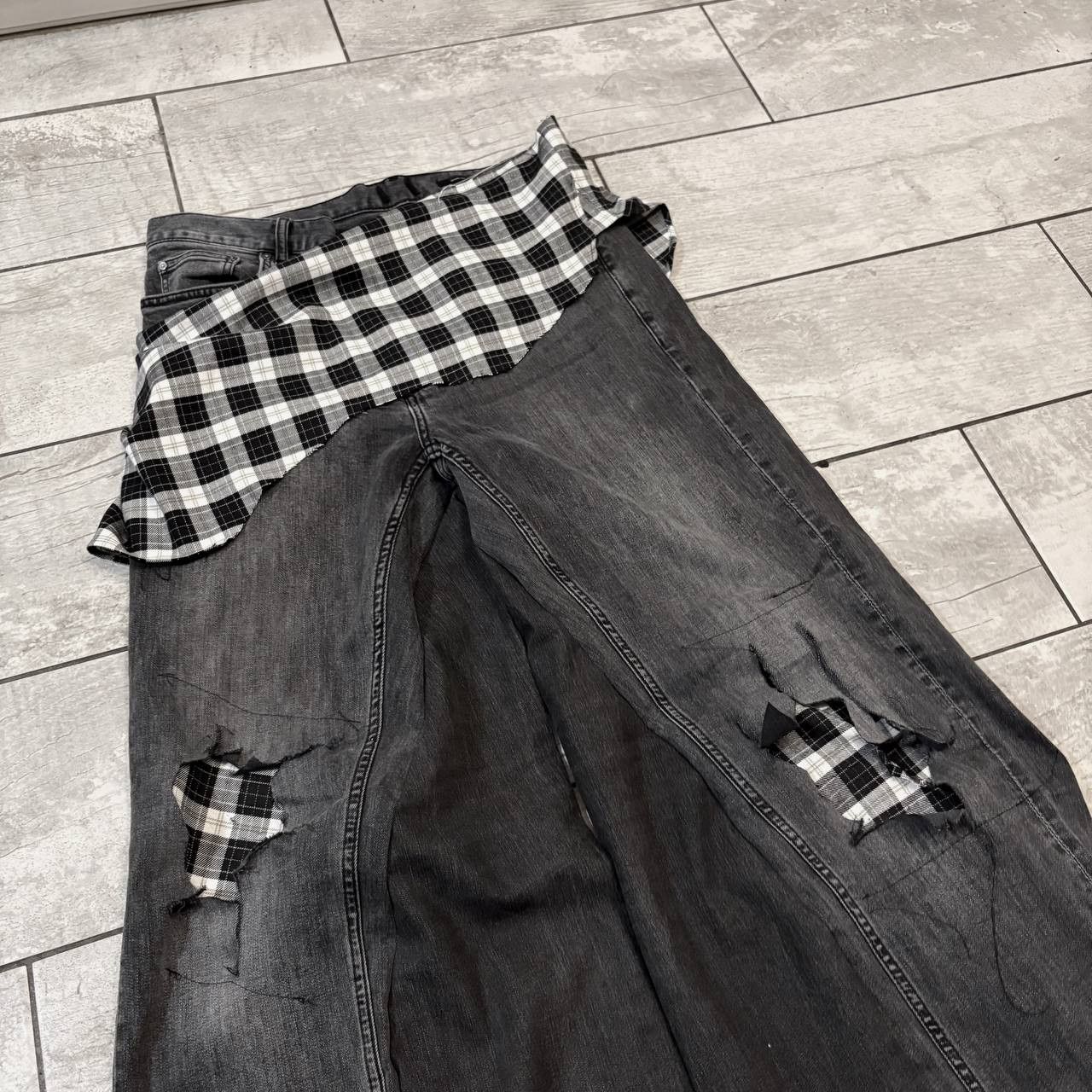 Japanese Brand Black Wide Leg Baggy – Handmade Streetwear Jeans Size US 36 / EU 52 - 5 Thumbnail