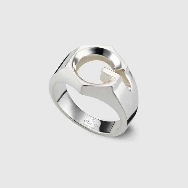 Gucci oc11z0126 Size: 14 / Wide Ring With Geometric G in Silver Size ONE SIZE - 2 Thumbnail