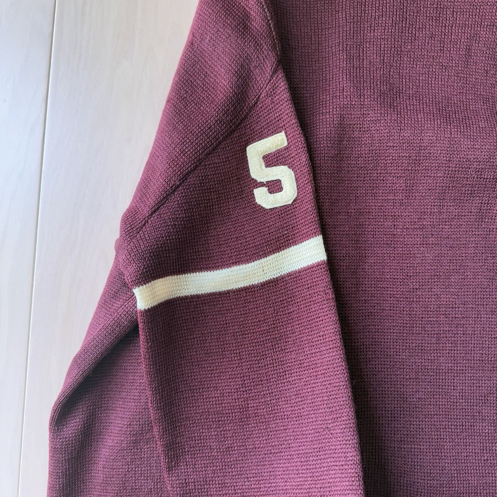 Vintage Vintage Letterman Cardigan Small Maroon Wool Sweater 60s Size US S / EU 44-46 / 1 - 11 Thumbnail