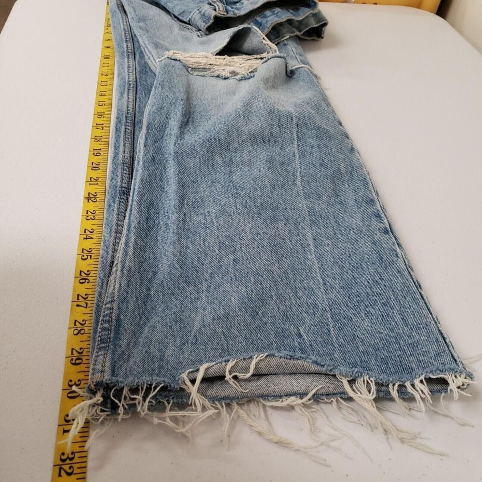 Zara Zara Light Blue Distressed Wide Leg Jeans Size 28" / US 6 / IT 42 - 8 Thumbnail